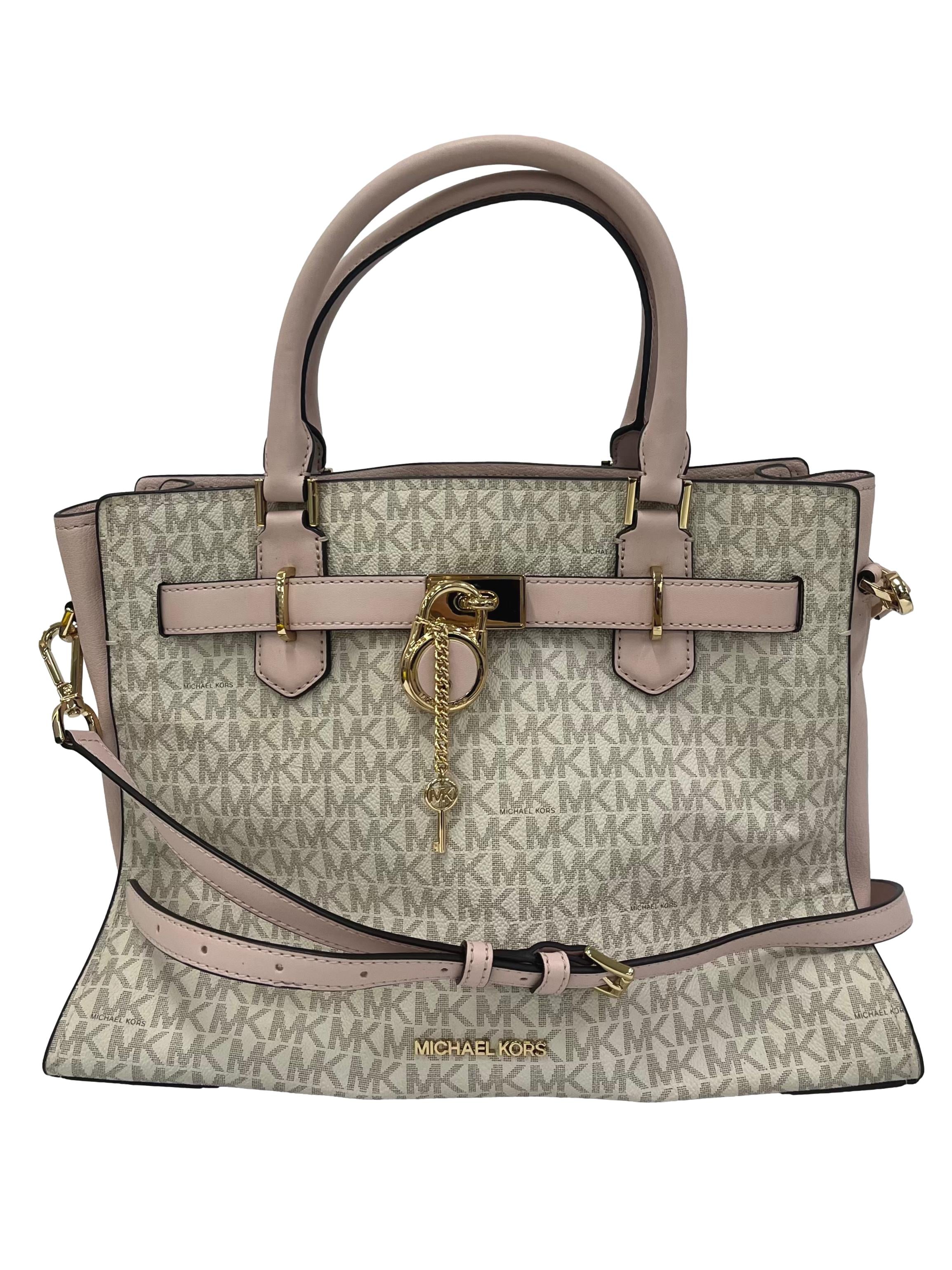 White Leather MK Logo Hamilton Medium Crossbody Satchel CSN