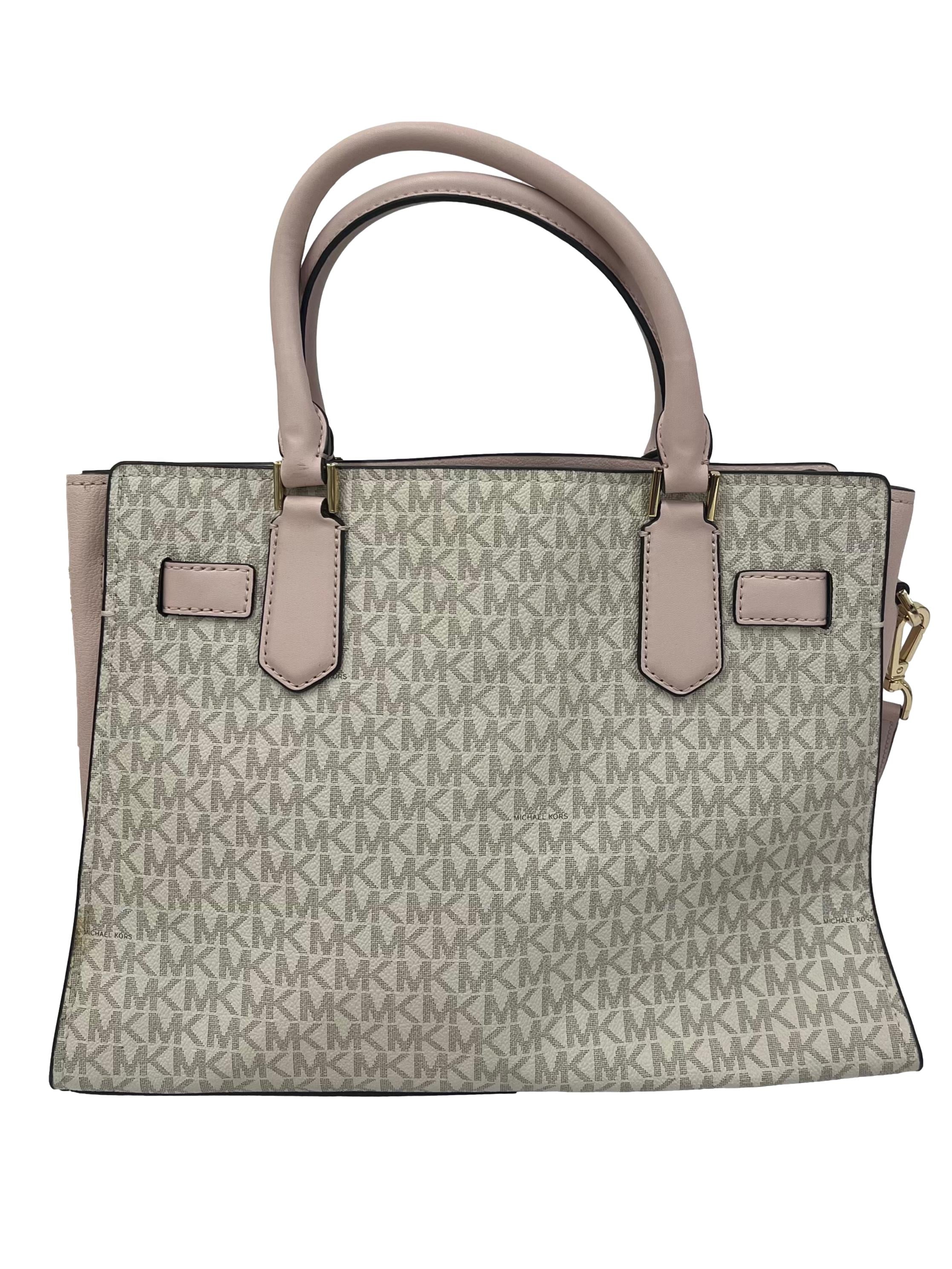 White Leather MK Logo Hamilton Medium Crossbody Satchel CSN
