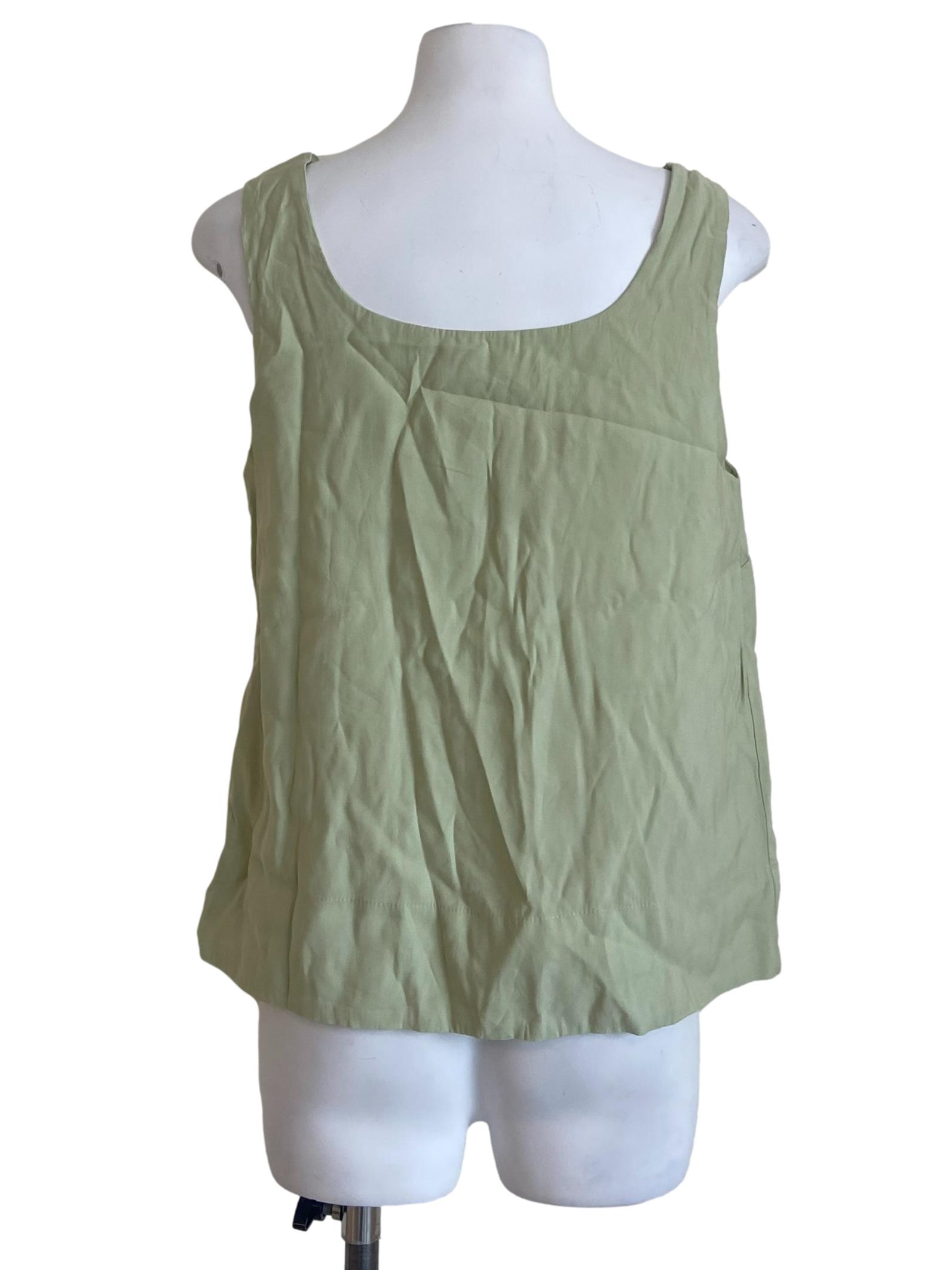 Green Sleeveless Twill Top
