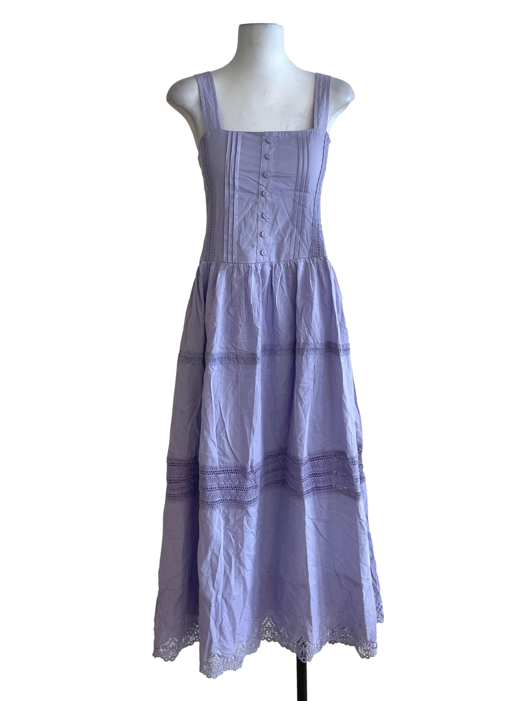 Heather Purple Square Neckline A-Line Dress