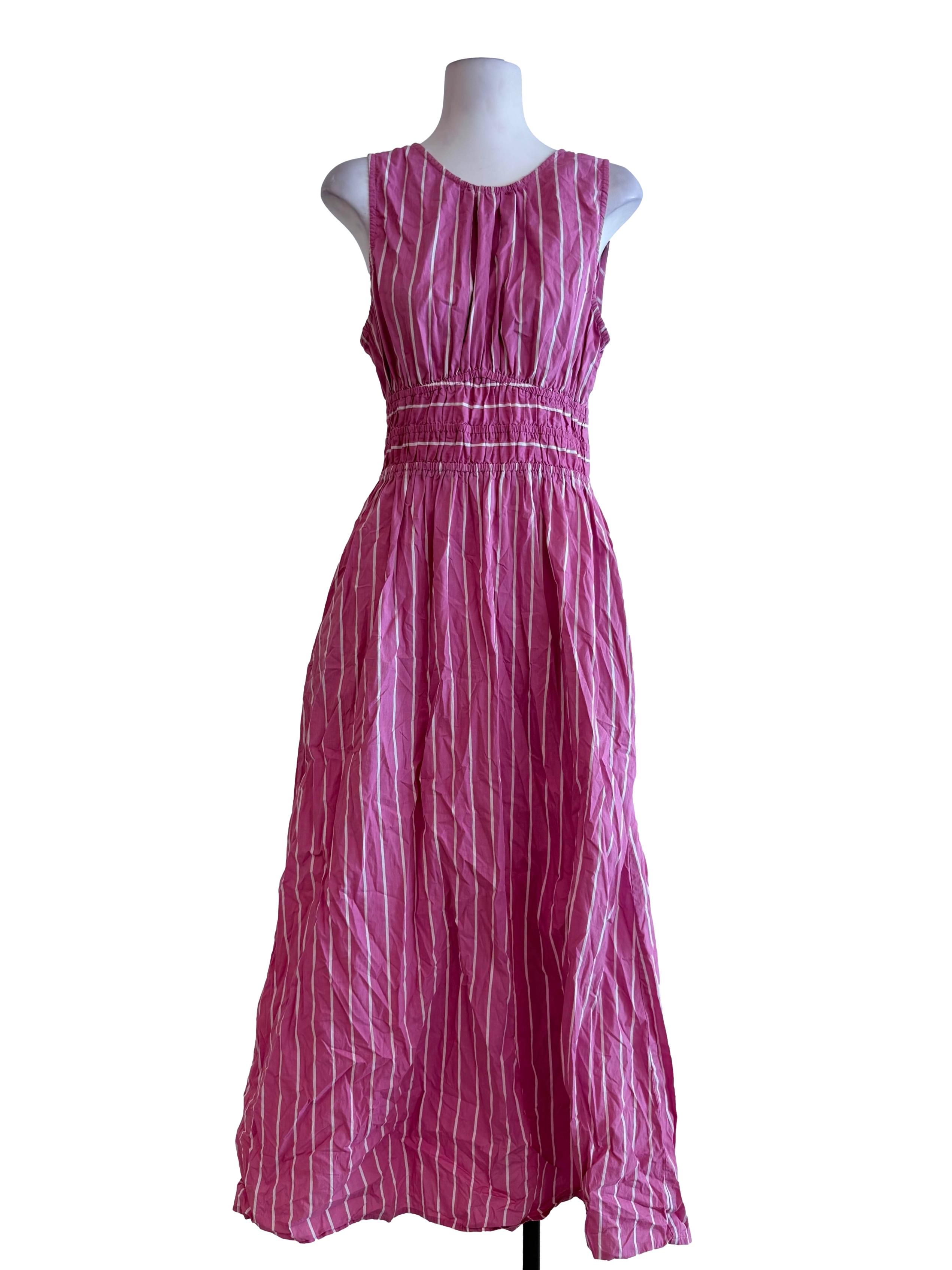 Pink Stripe Open Back Dress