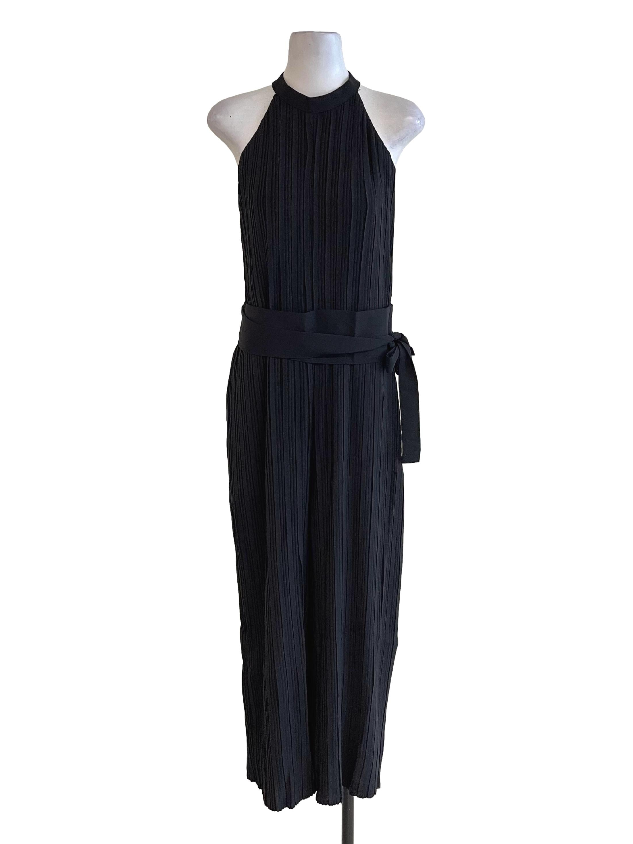 Black Accordion Halter Jumpsuit