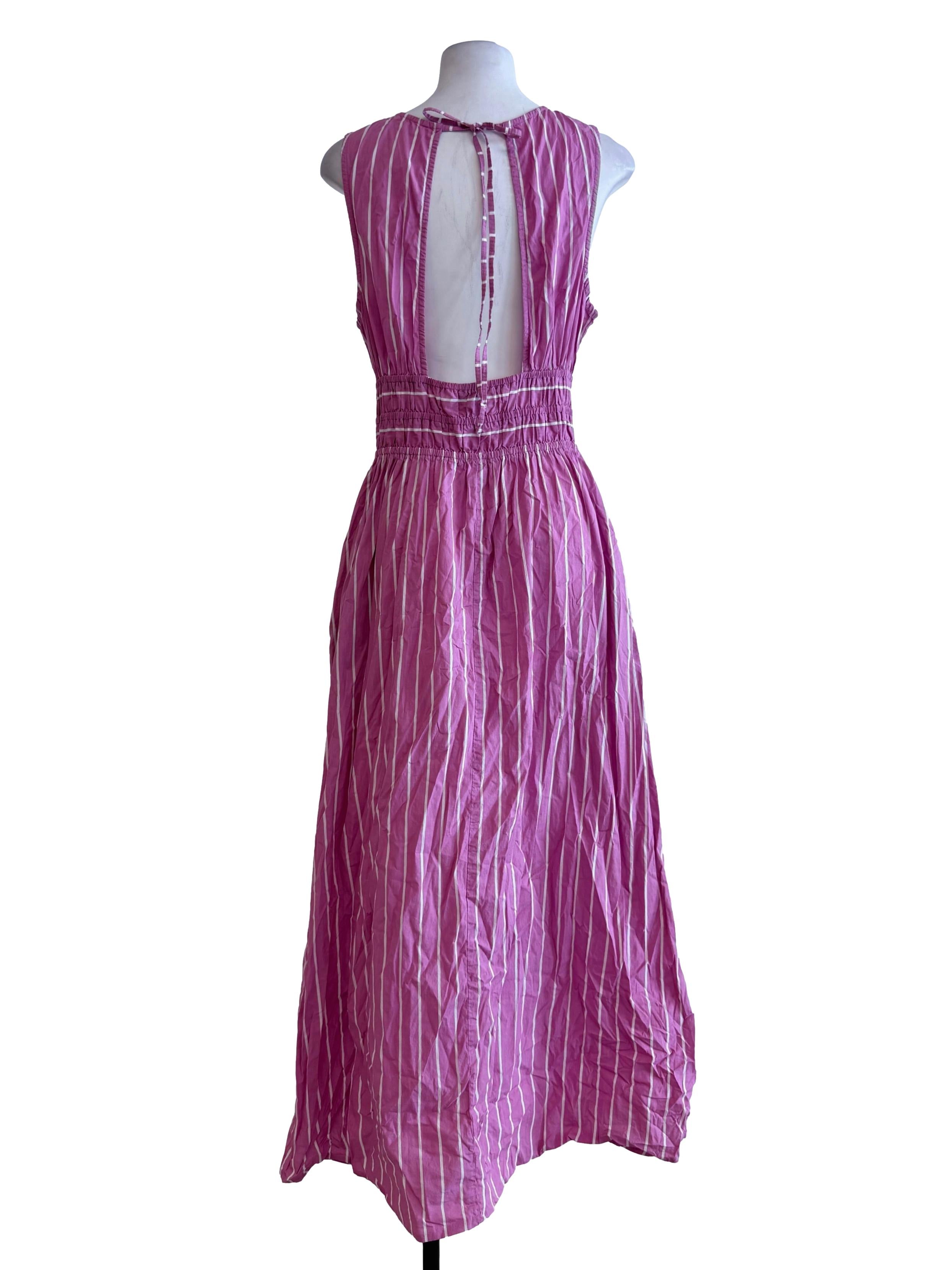 Pink Stripe Open Back Dress