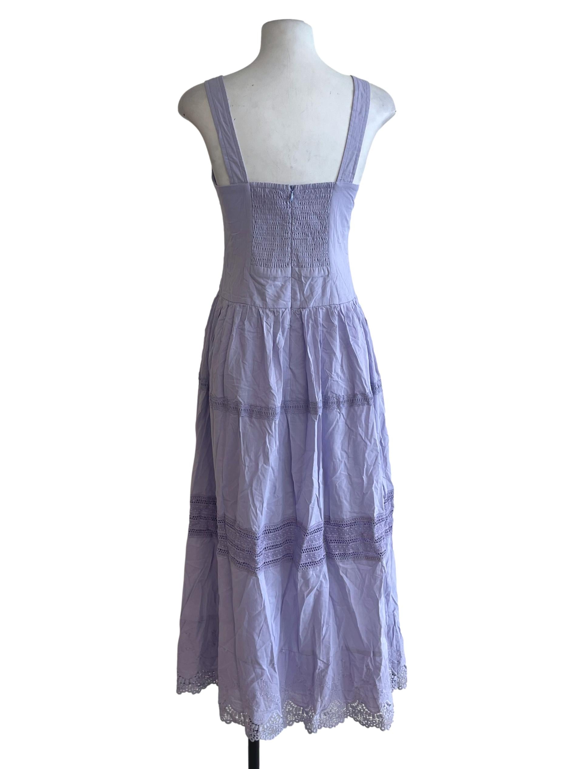 Heather Purple Square Neckline A-Line Dress