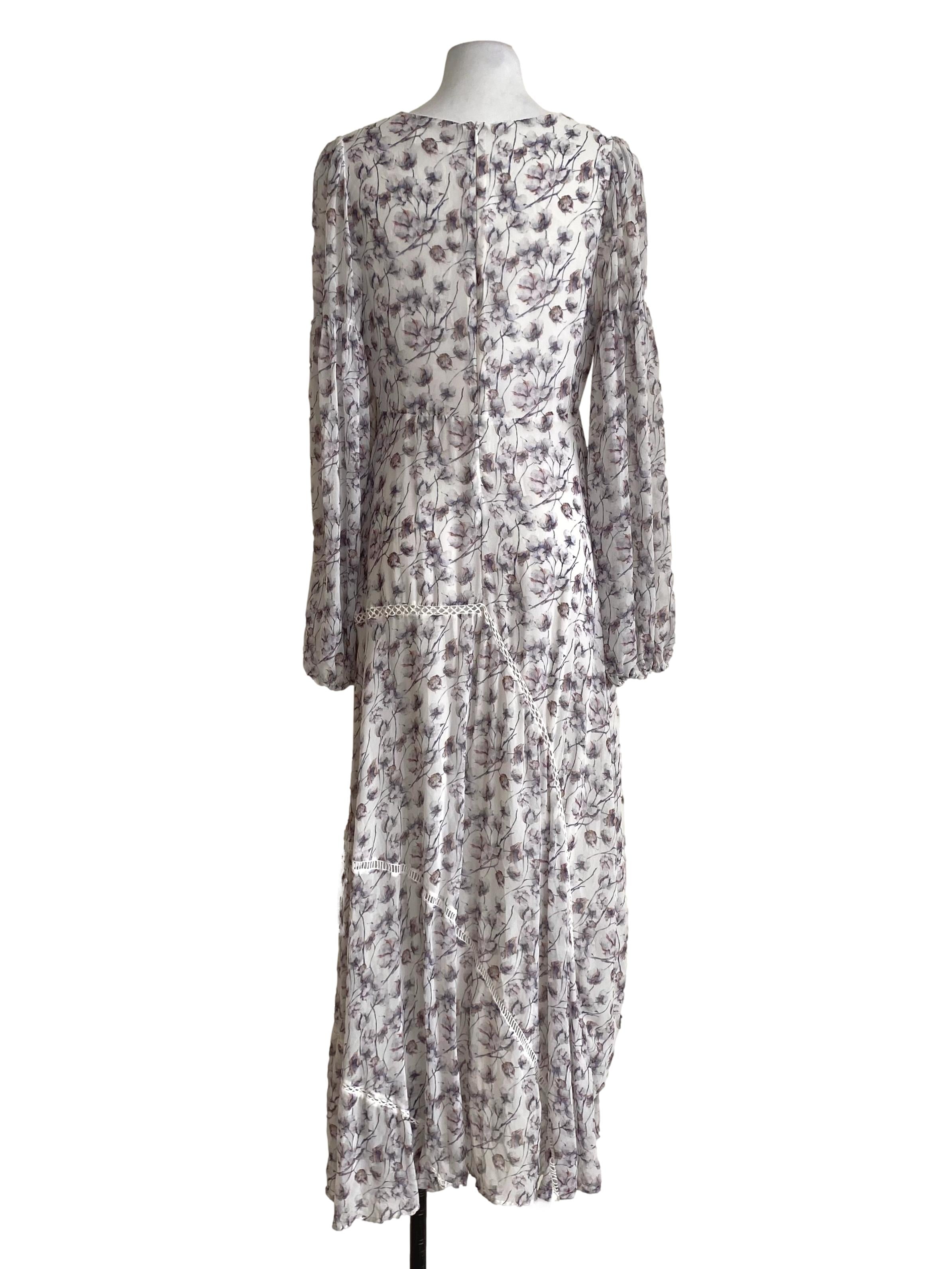 Daisy White Multicolor Floral Long Sleeve Dress