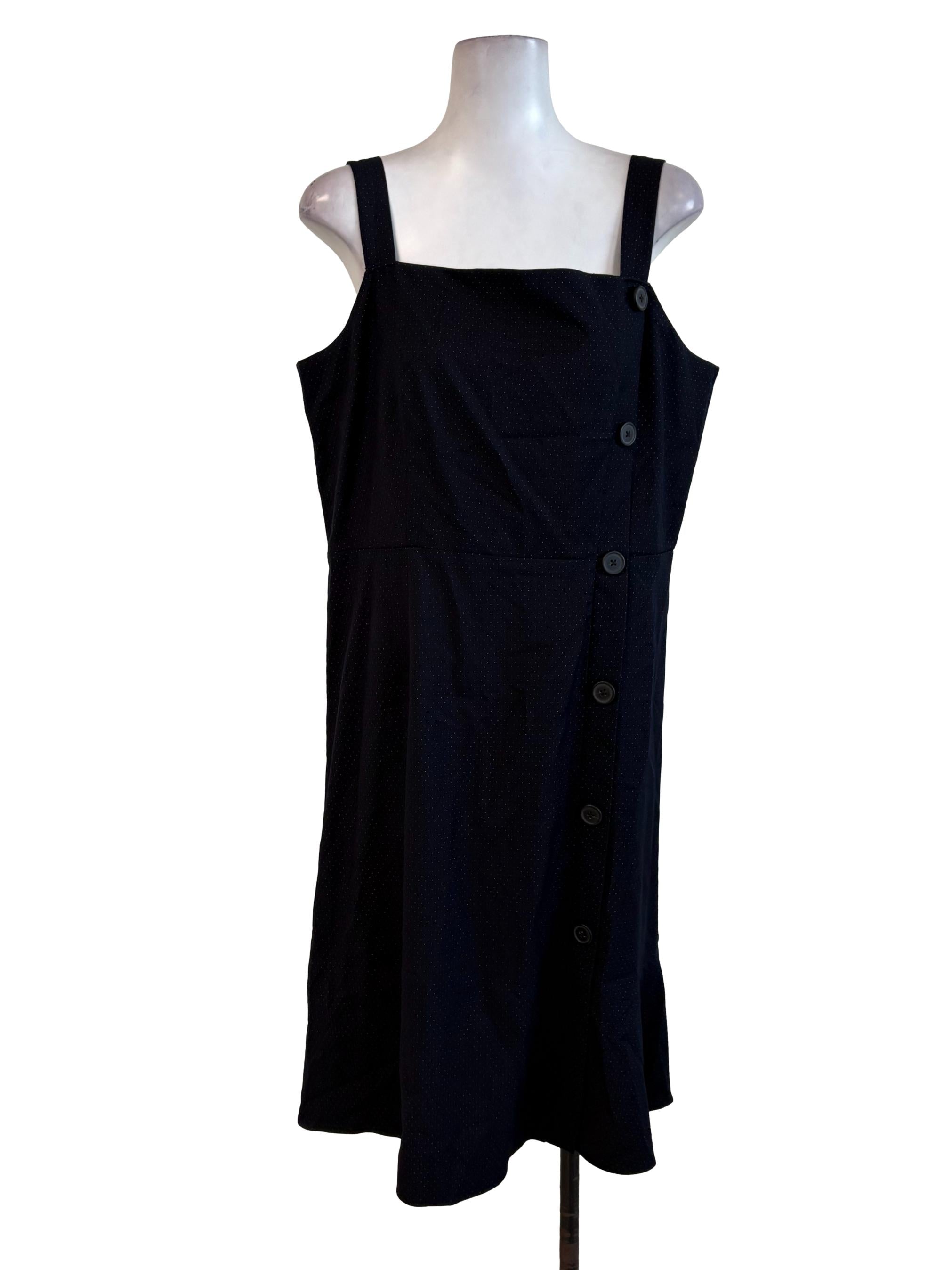 Black Polcadot Button Dress