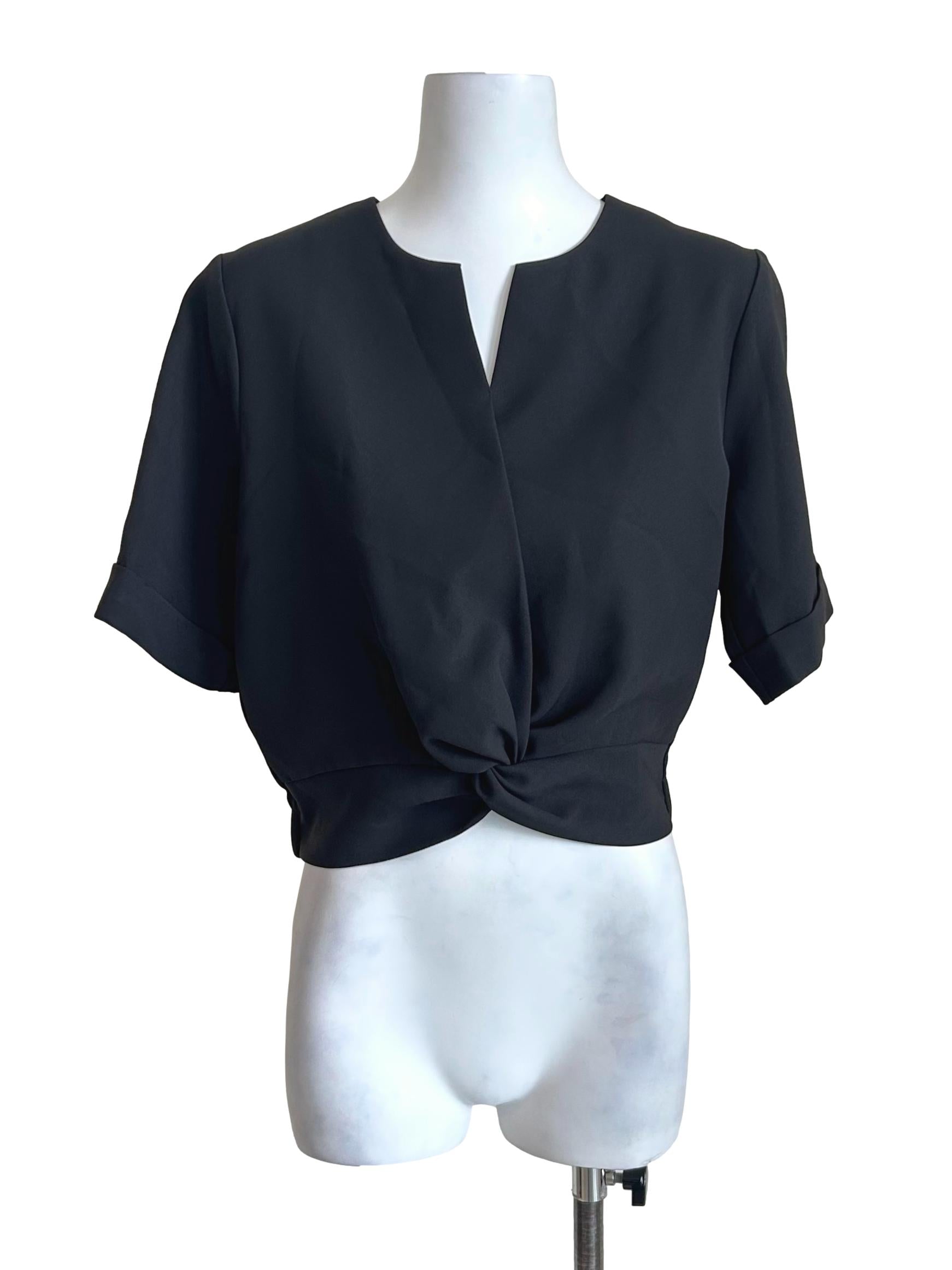 Black Twist Front Crop Top