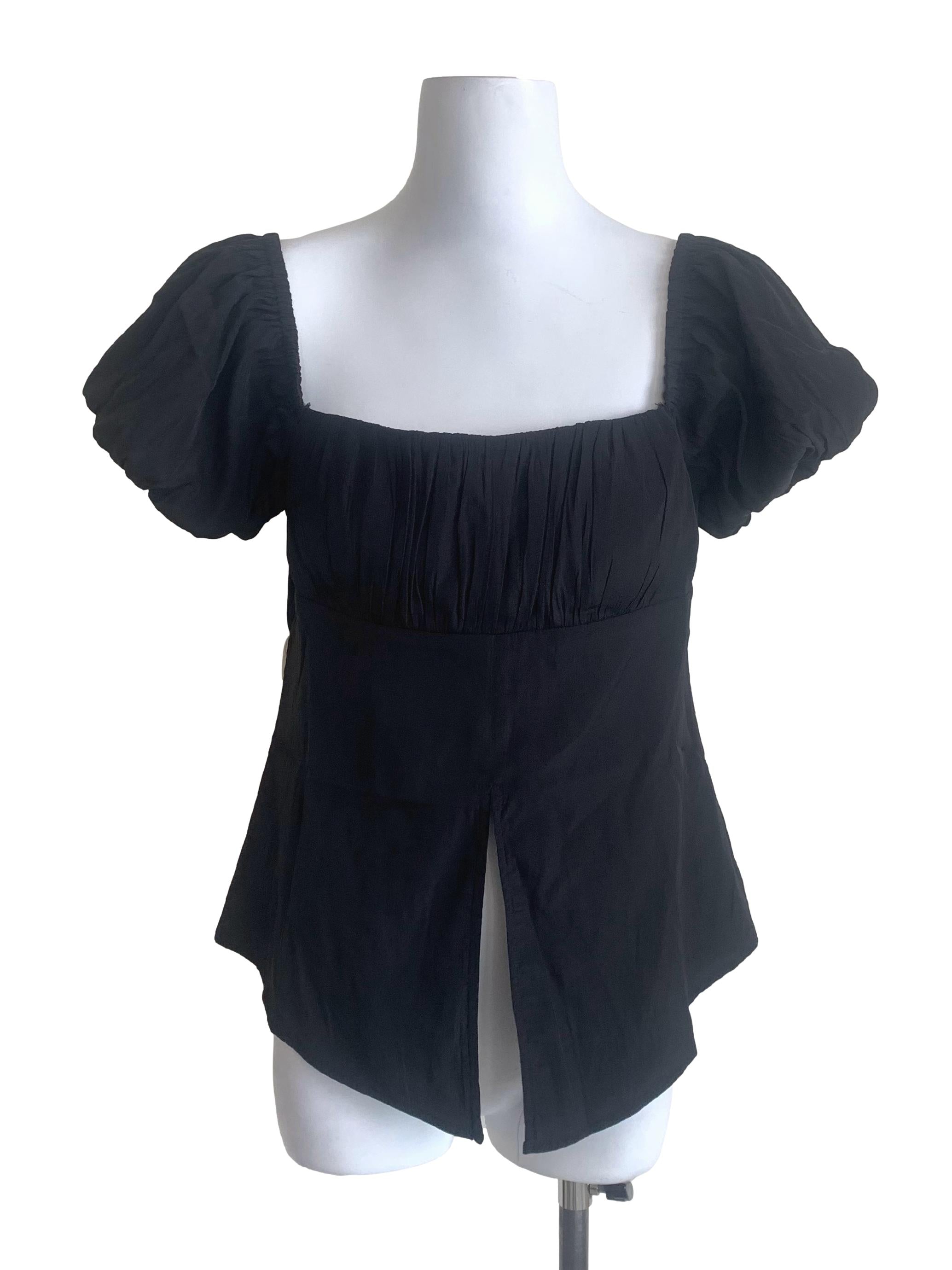 Pitch Black Puff Sleeves Top