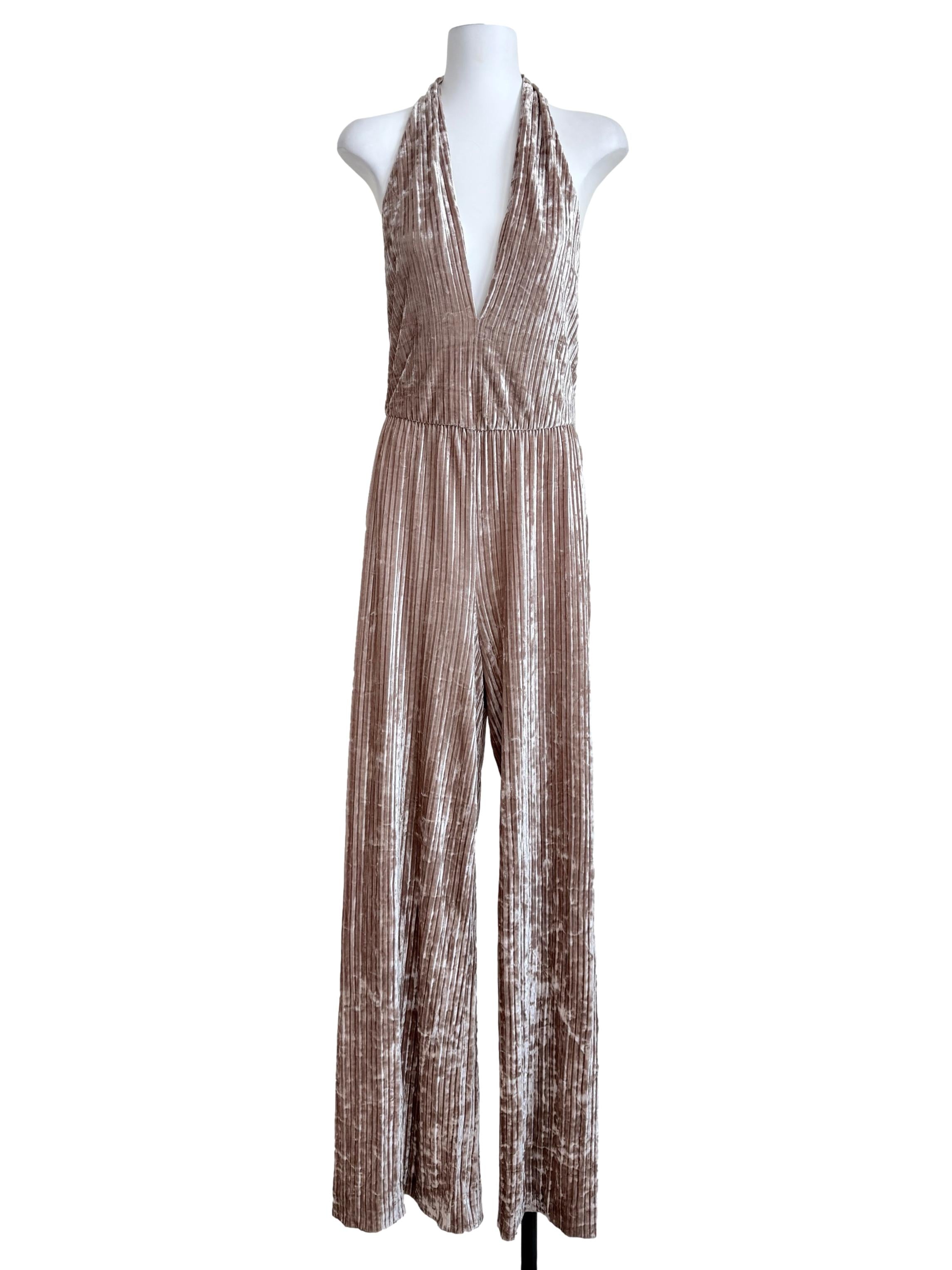 Flaxen Yellow Halter Neck Jumpsuit