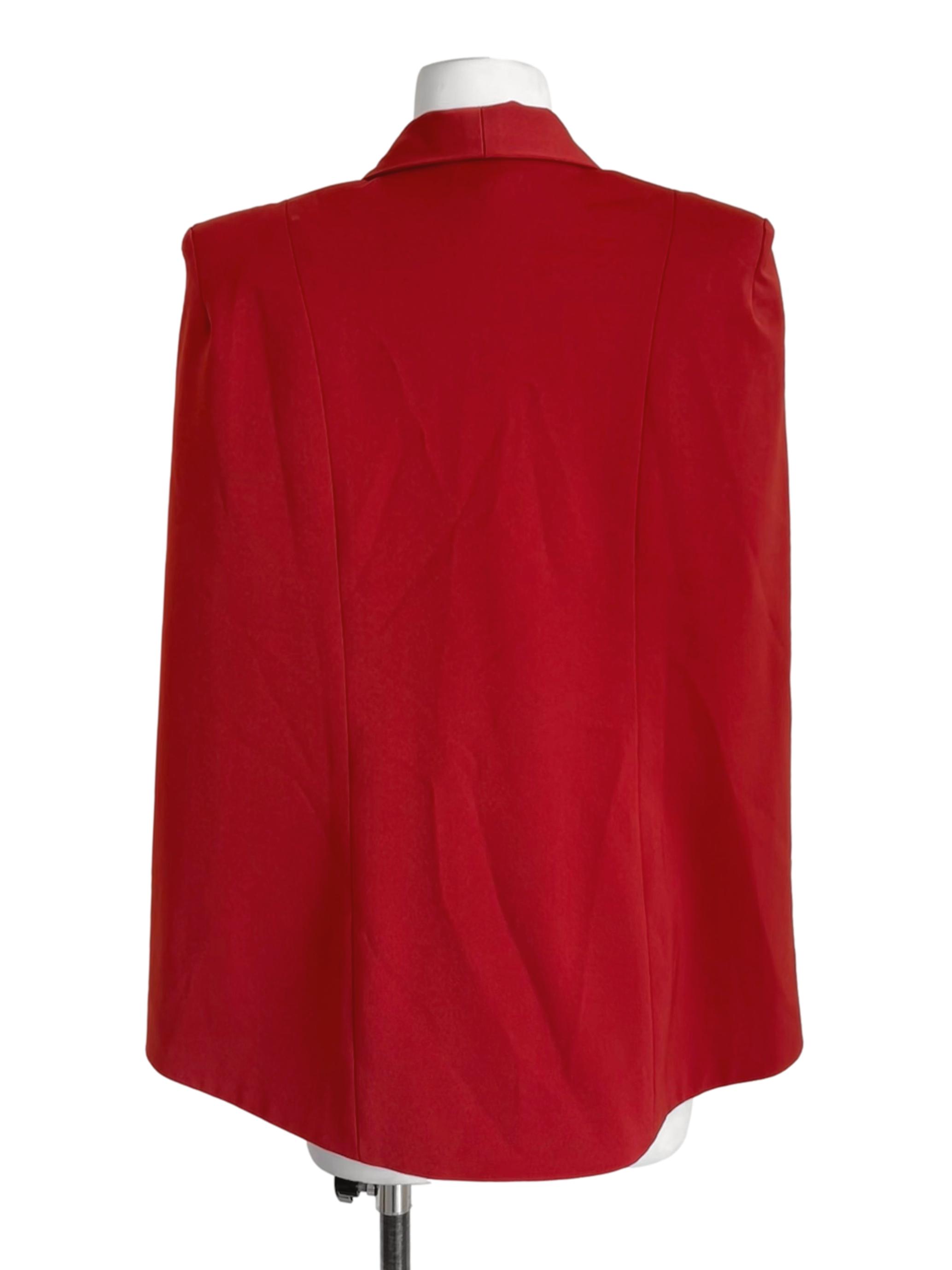 Crimson Red Open Front Cape Blazer LB