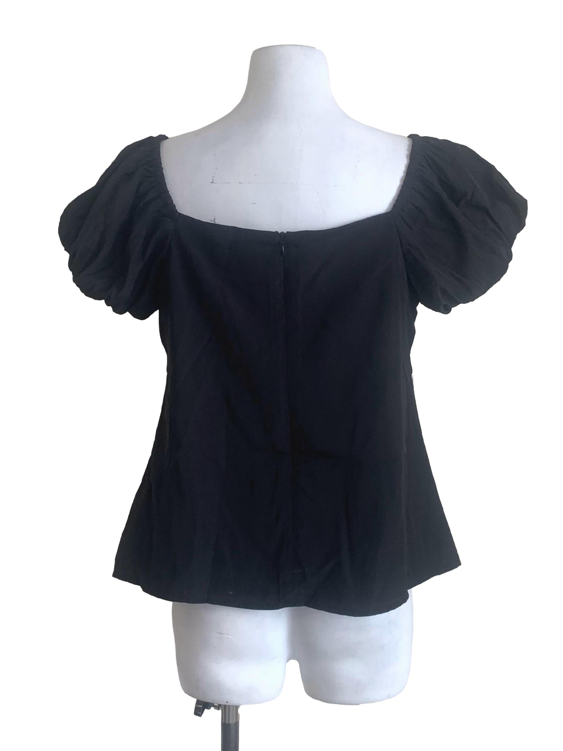 Pitch Black Puff Sleeves Top