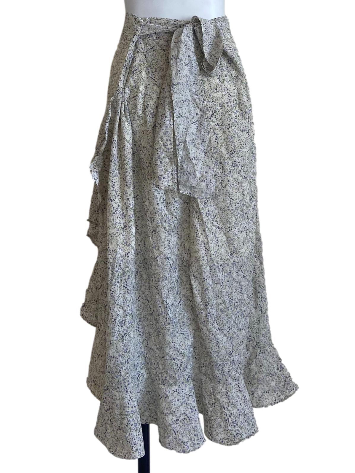 Green Floral Asymmetric Skirt