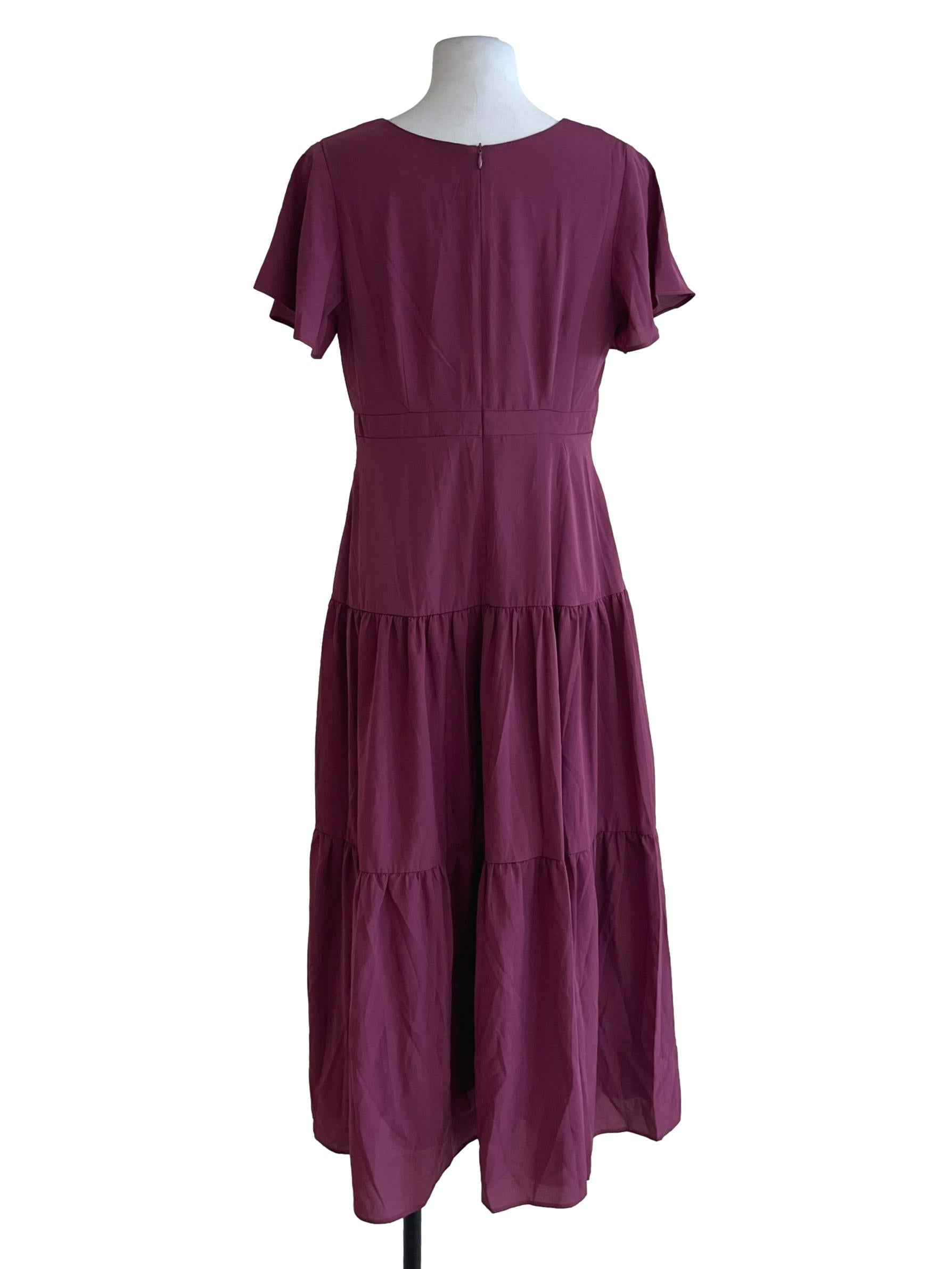 Grape Purple Square Neckline Empire Dress