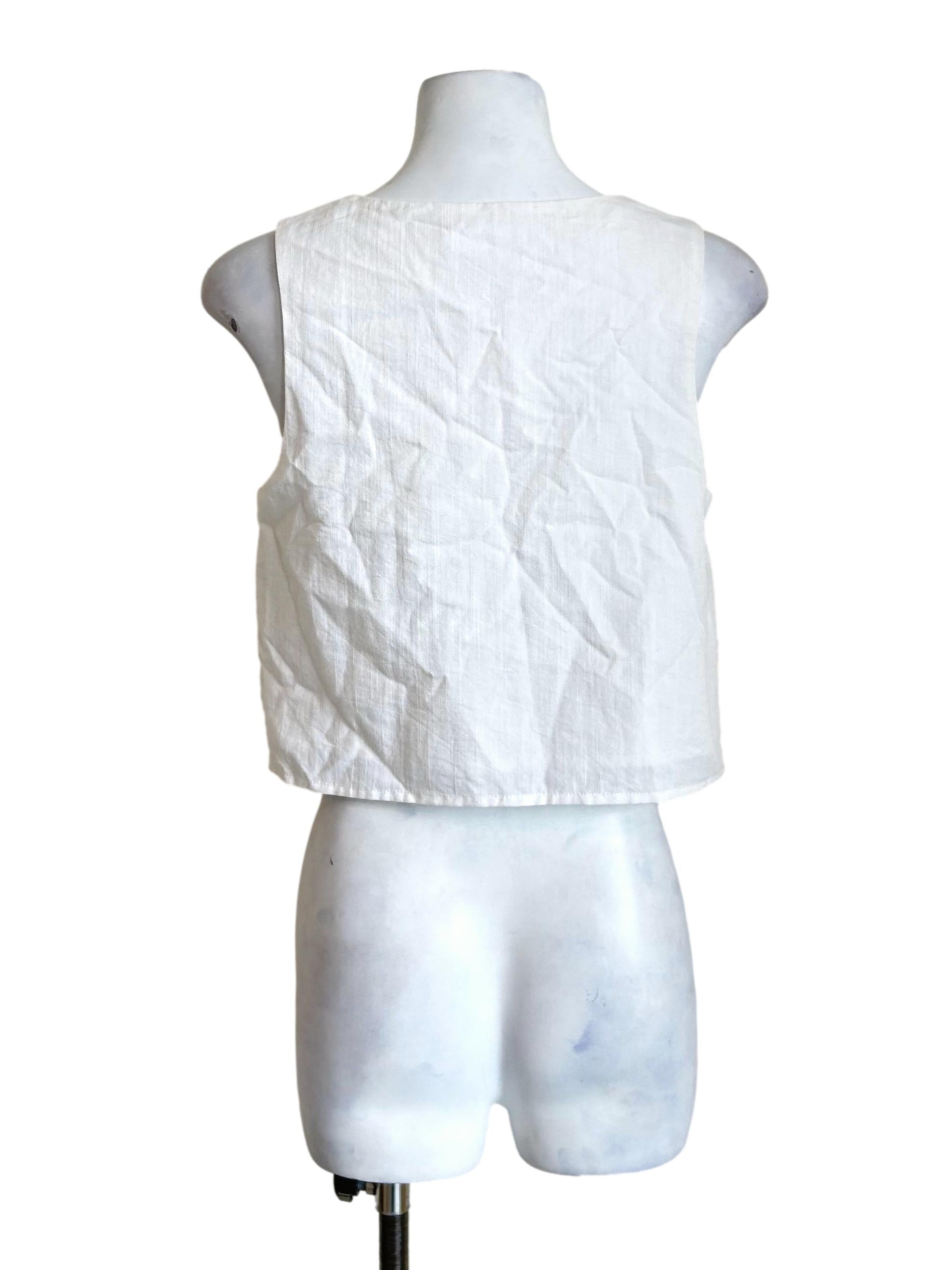 White Pleated Linen Cami
