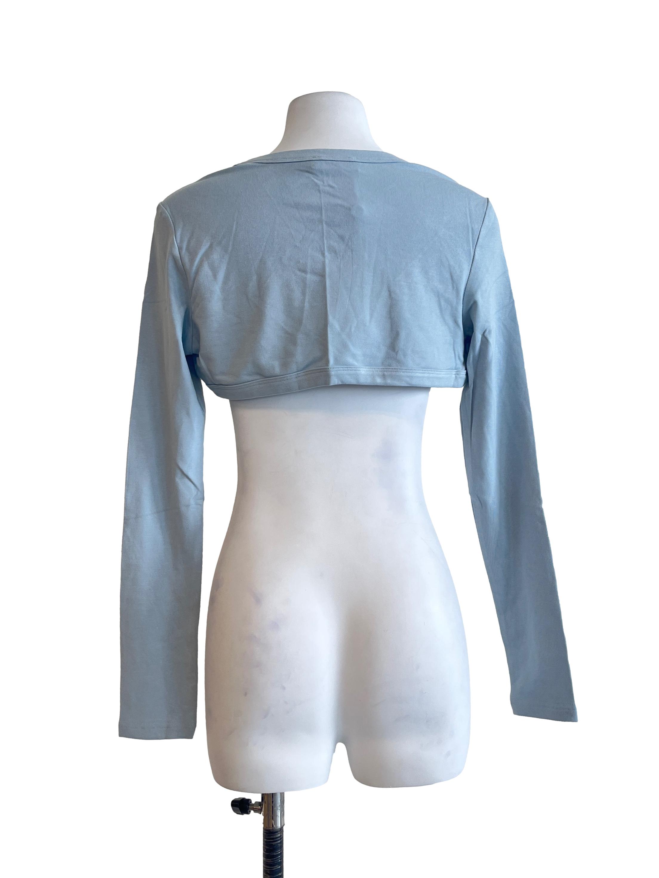 Sky Blue Long Sleeve Cropped Cardigan