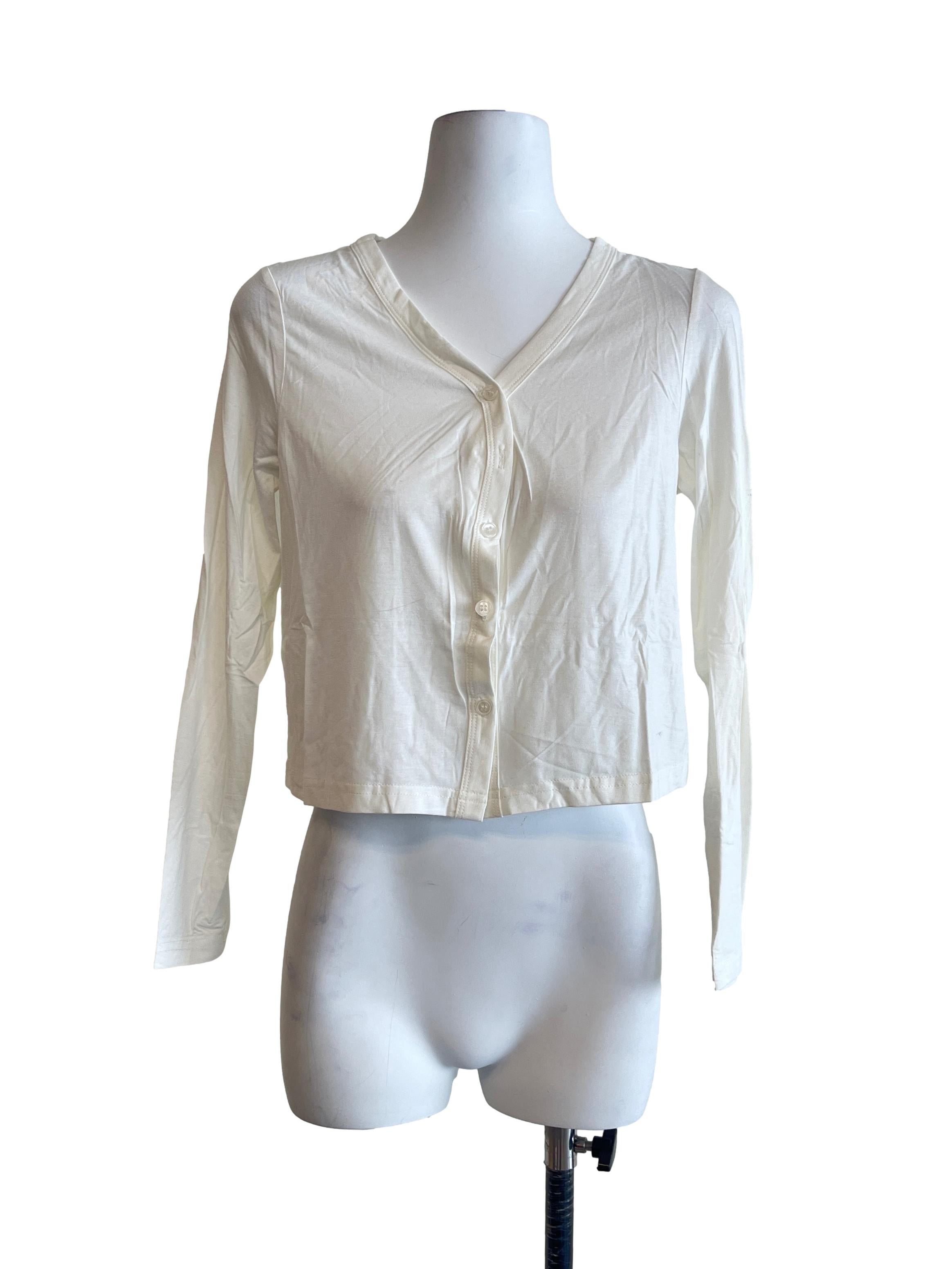 Cream White Long Sleeve Blouse