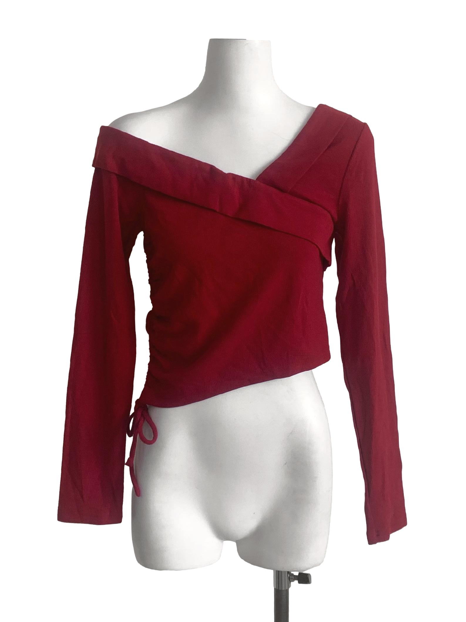 Blood Red Drop Shoulder Top TCL