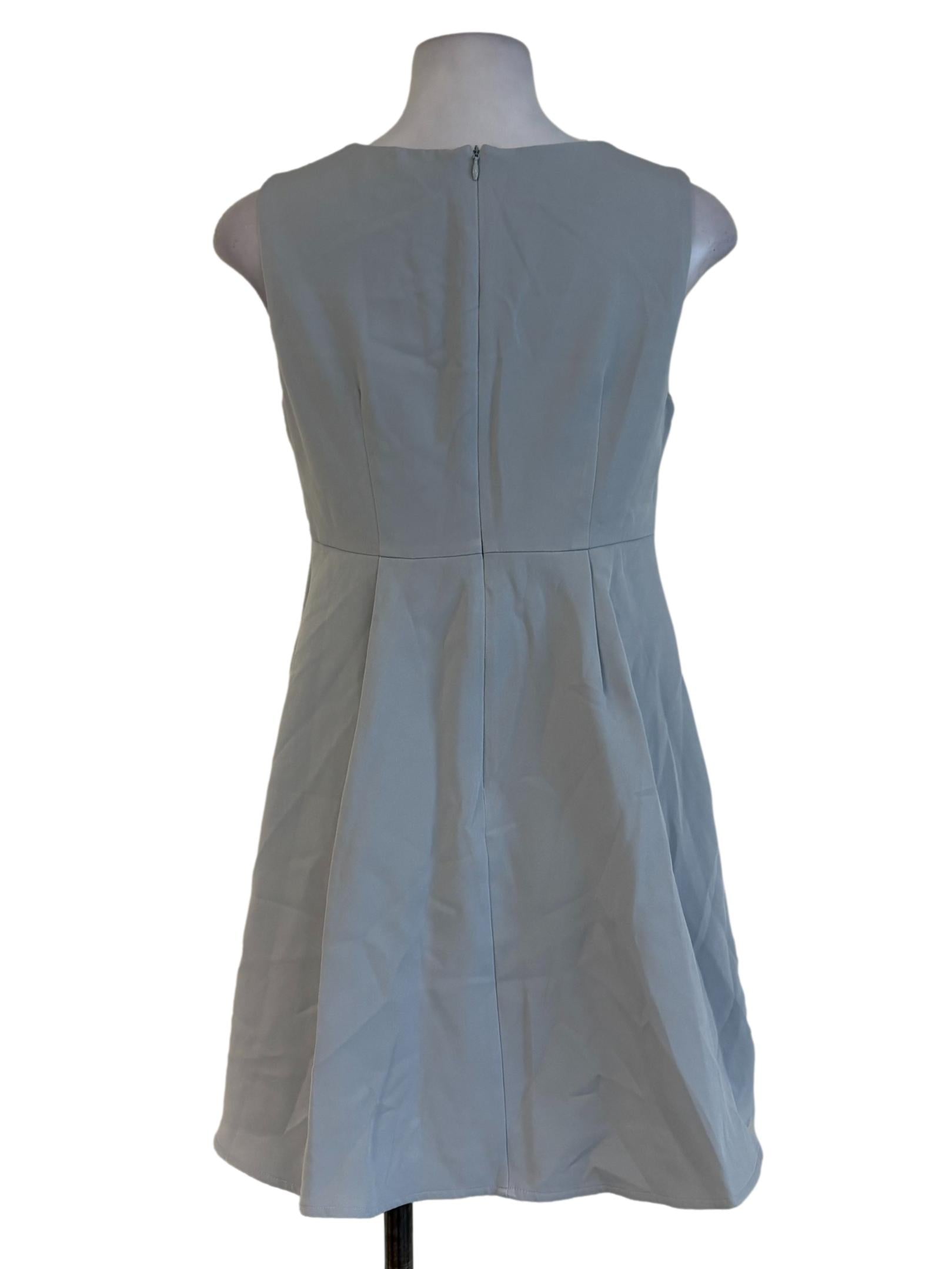 Cloud Grey Pleated A-Line Dress