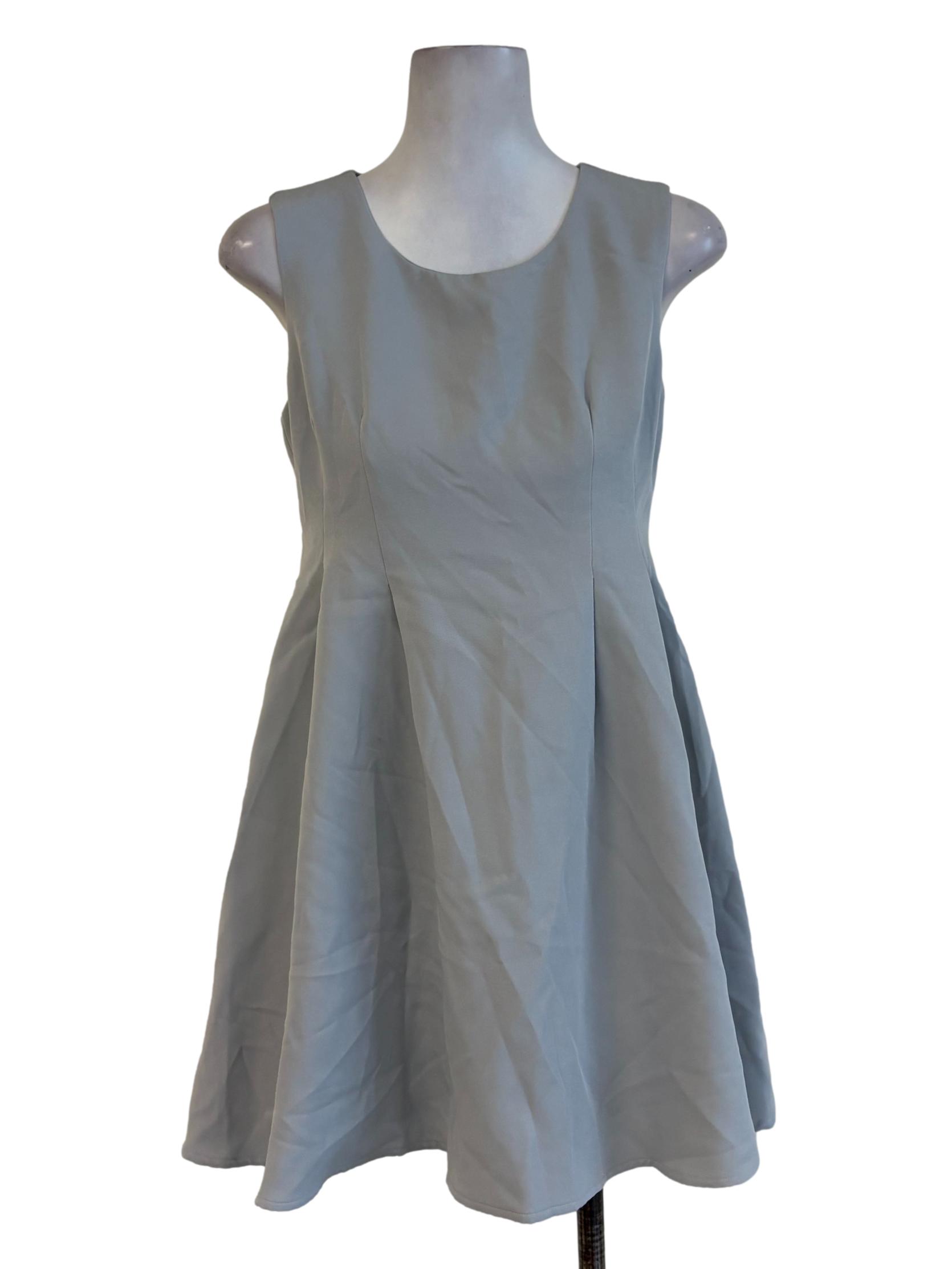 Cloud Grey Pleated A-Line Dress