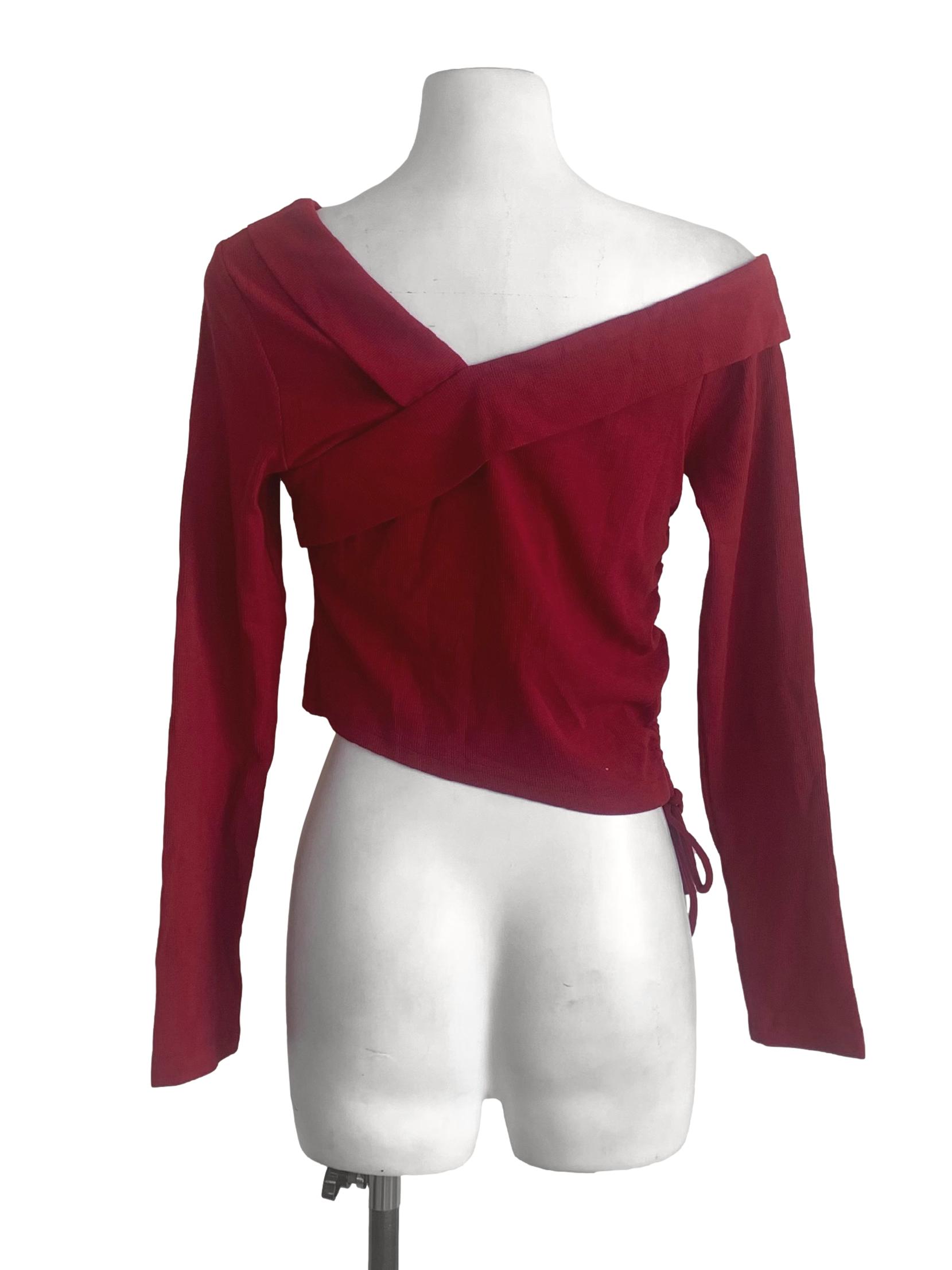 Blood Red Drop Shoulder Top TCL