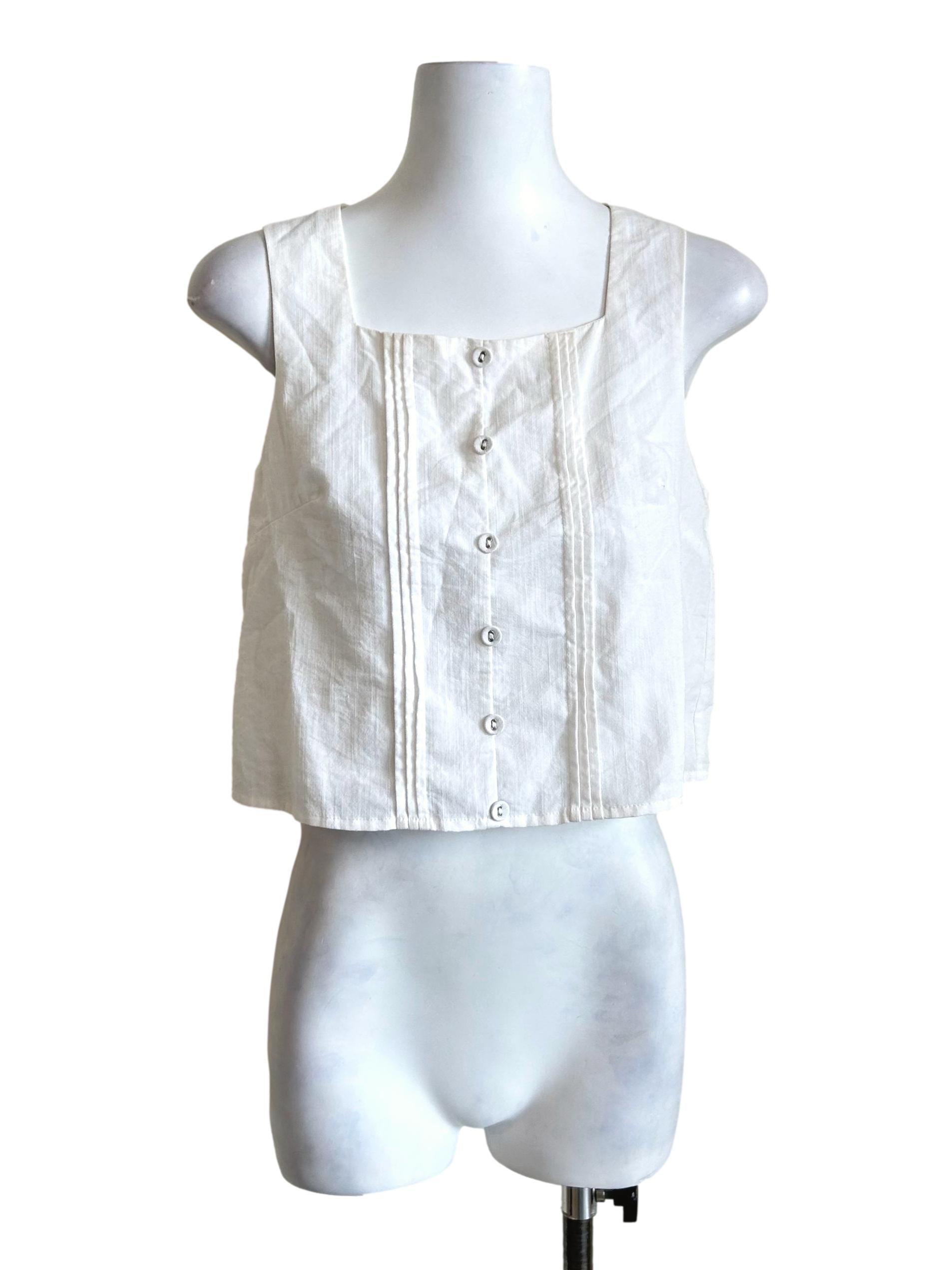 White Pleated Linen Cami
