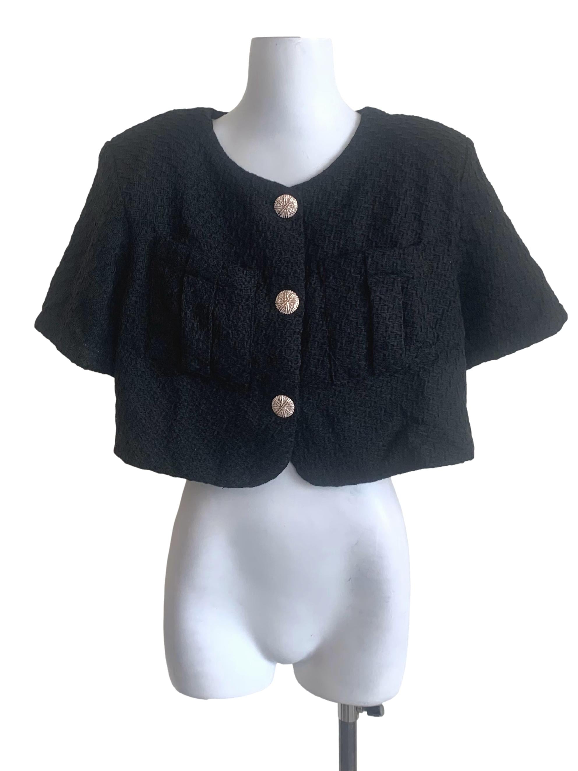 Crow Black Tweed Top