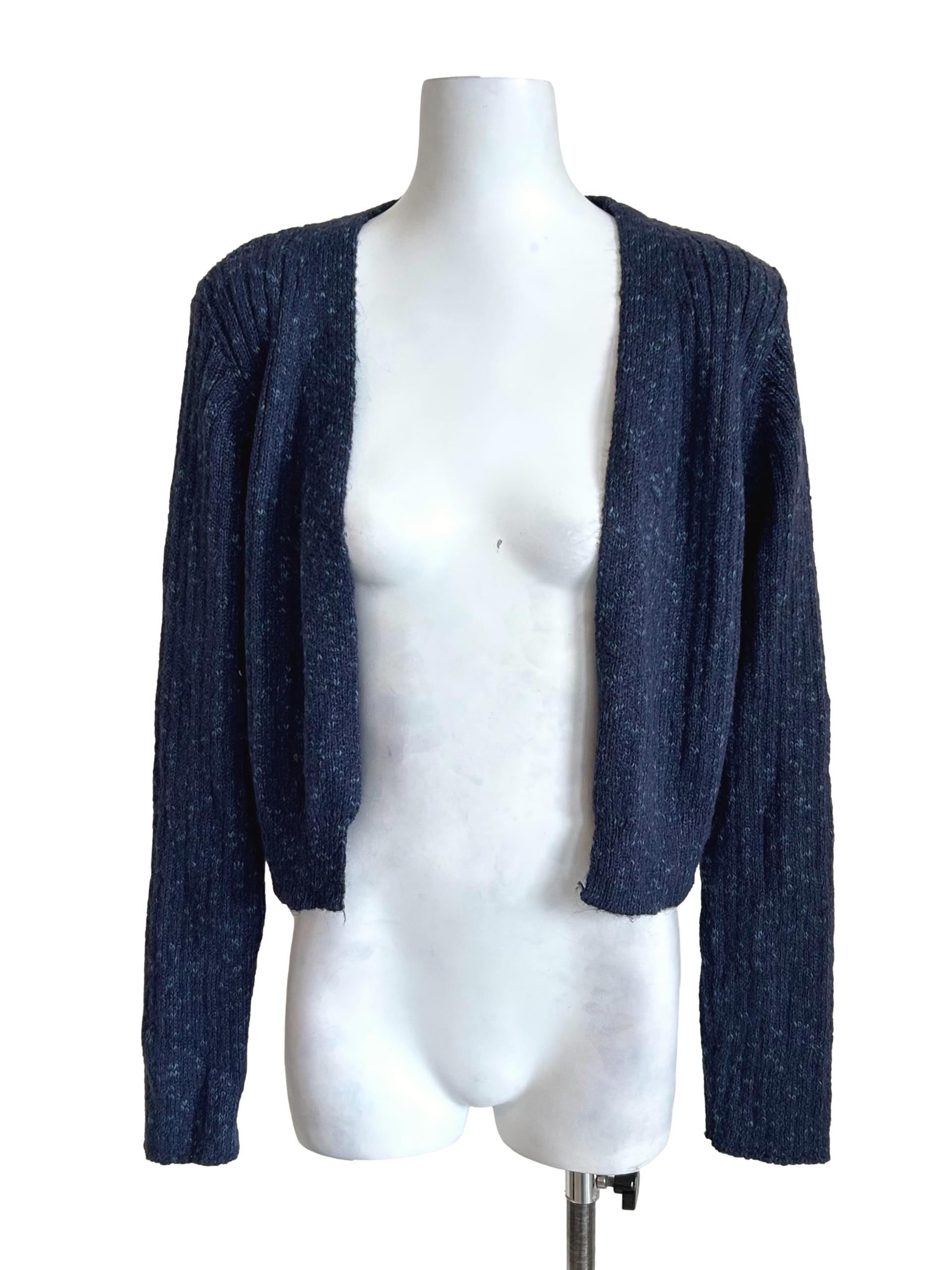 Navy Open Front Crop Cardigan