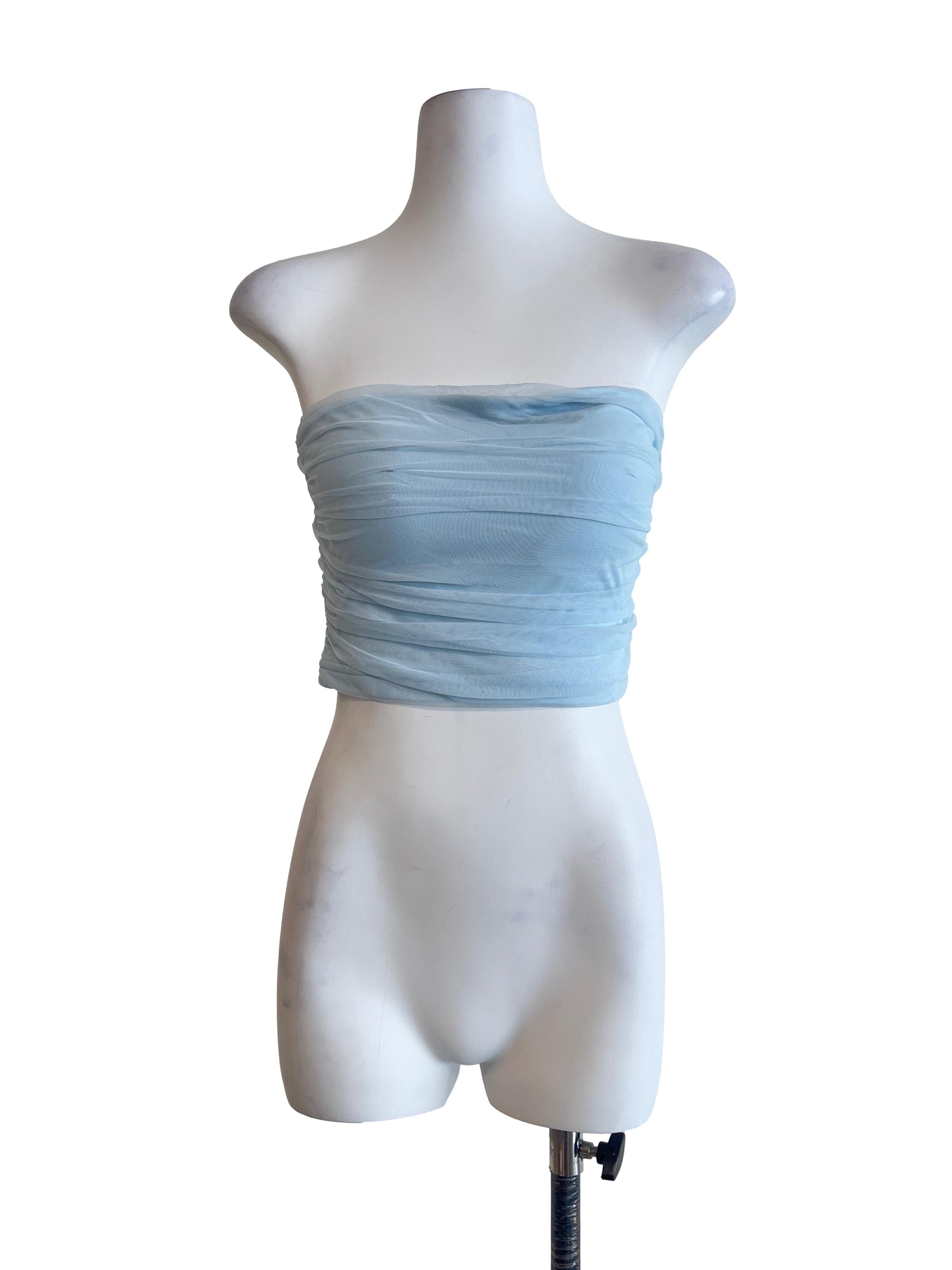 Sky Blue Strapless Top