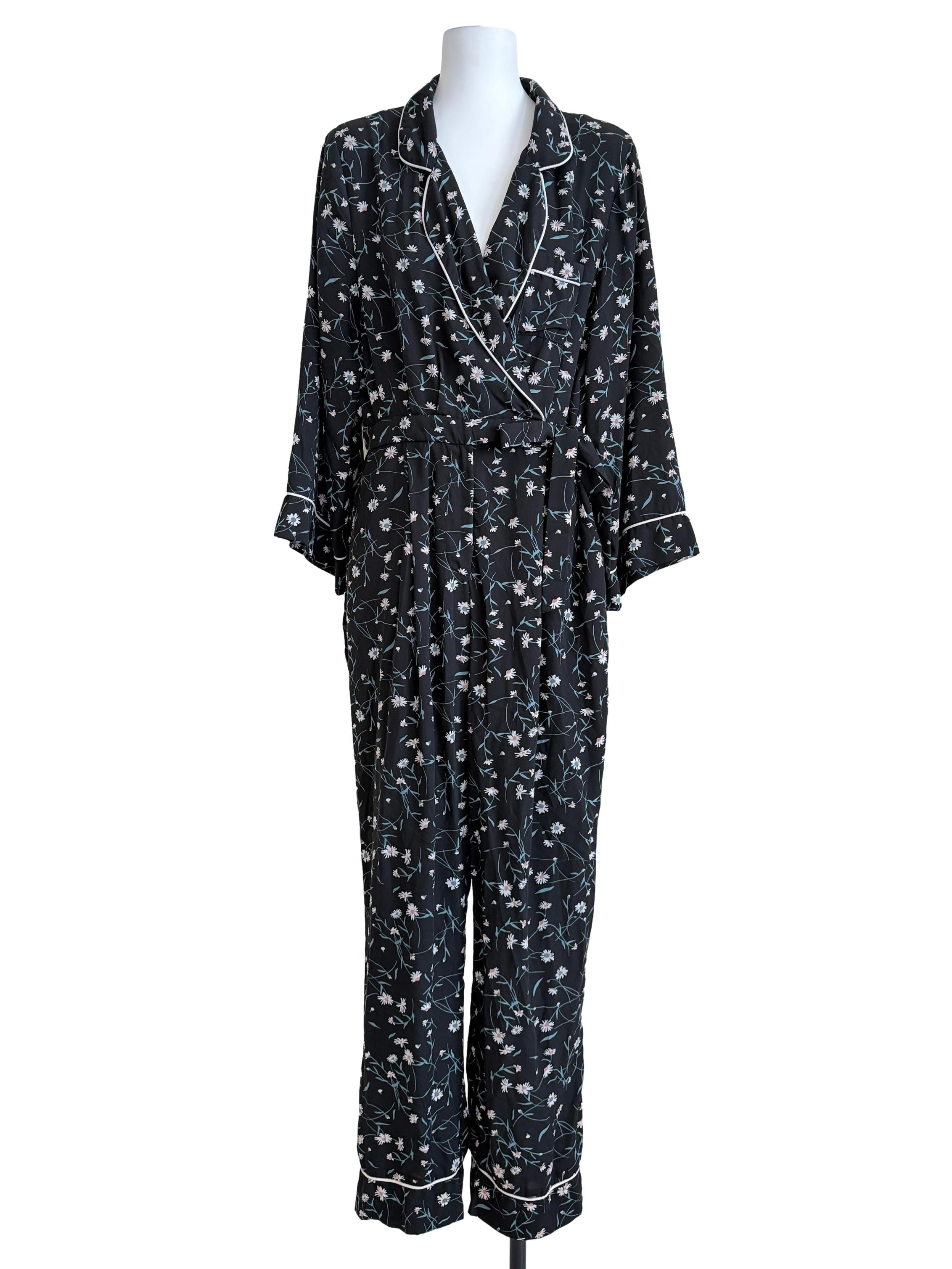 Black Flower Printed Jumpsuit