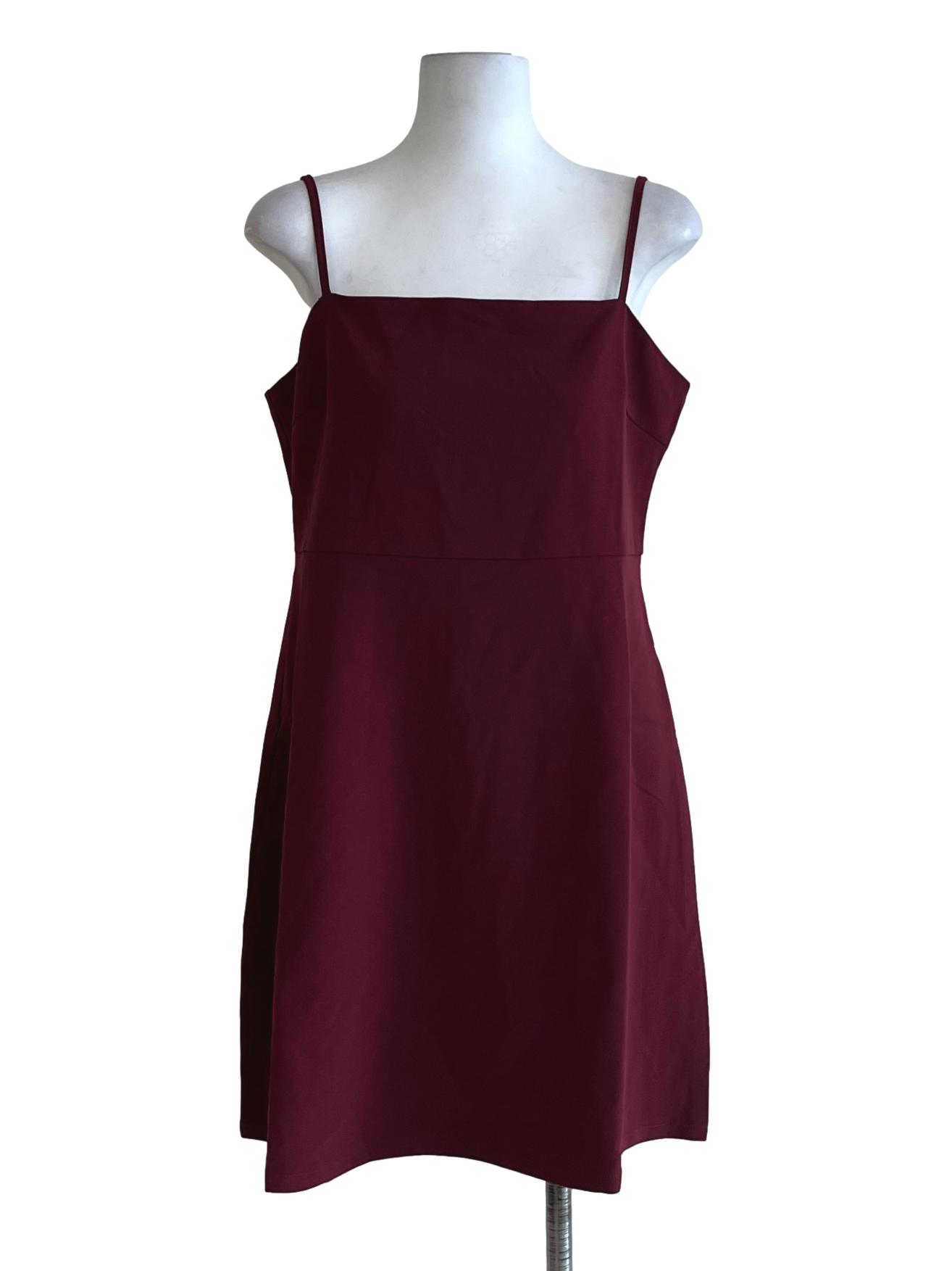 Wine Red Spaghetti Strap A-Line Dress