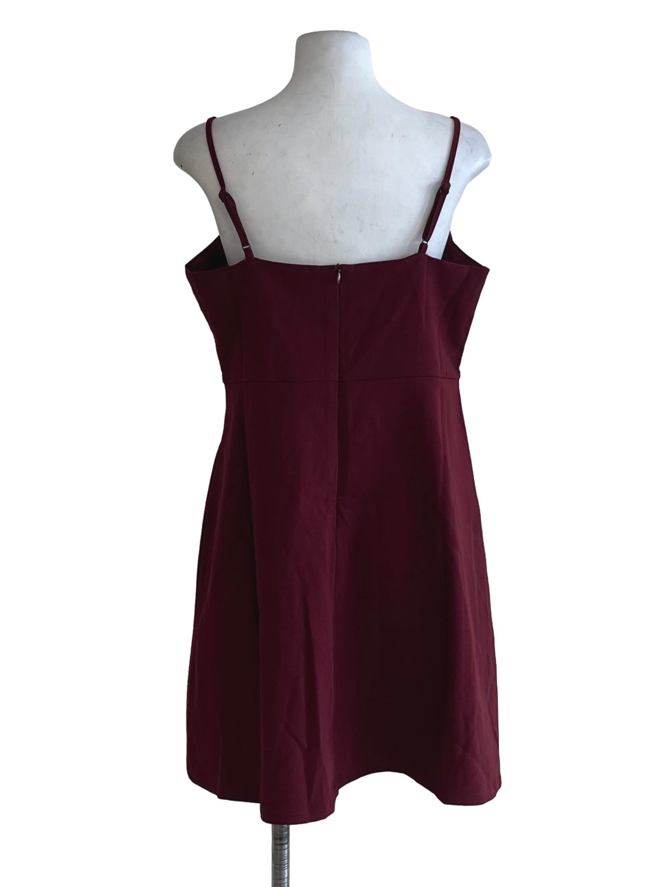 Wine Red Spaghetti Strap A-Line Dress