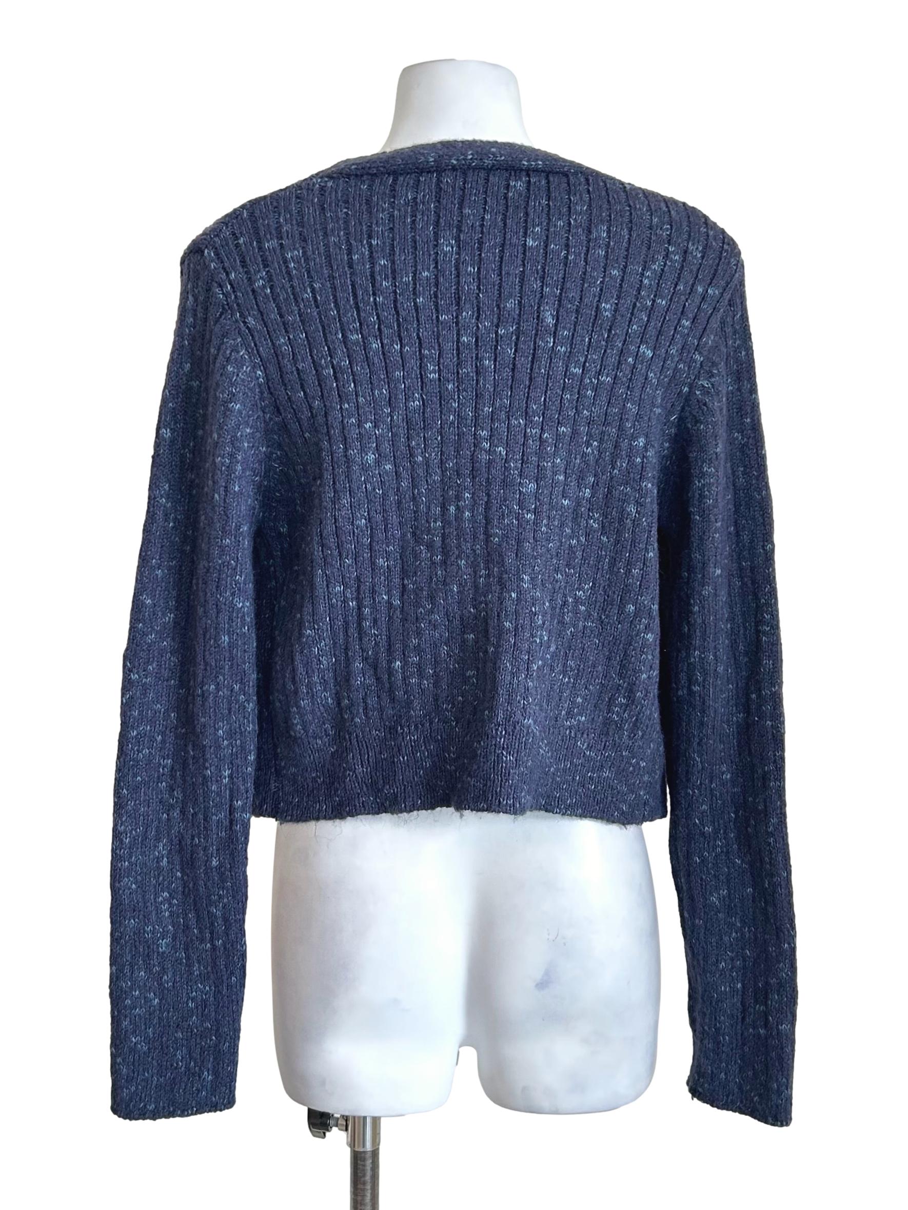 Navy Open Front Crop Cardigan