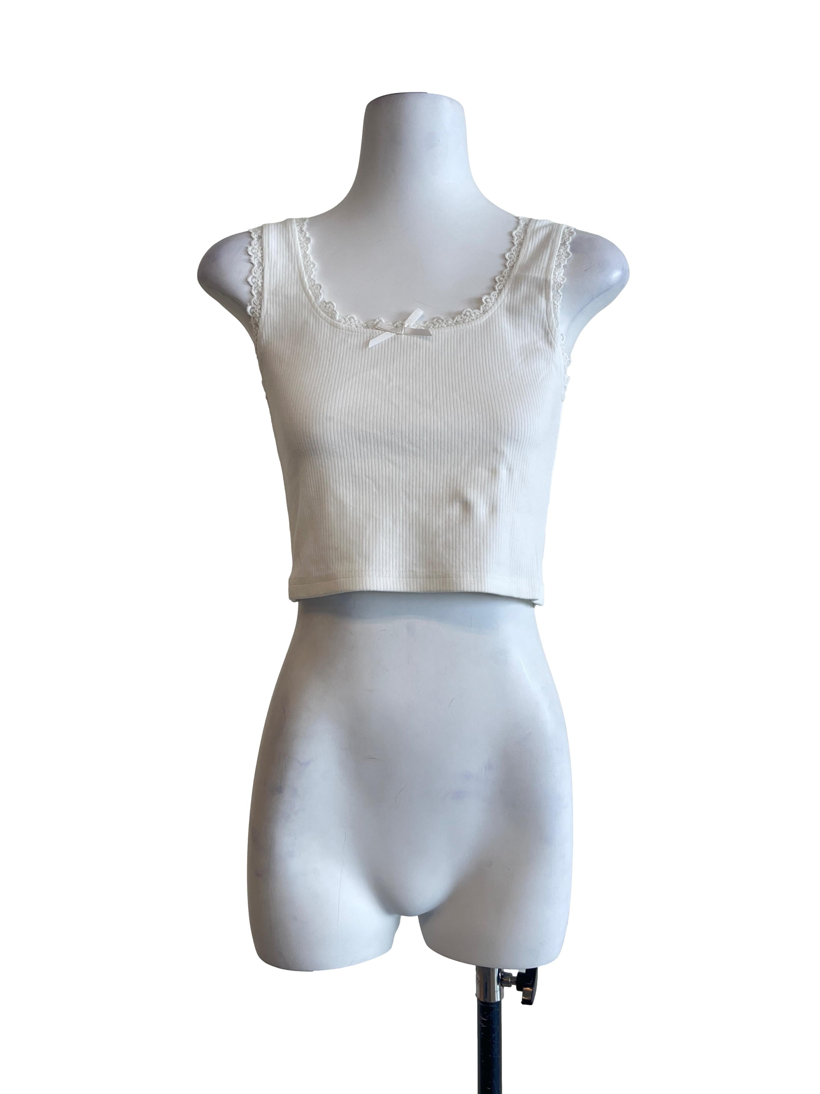 Pearl White Scoop Sleeveless Tank Top