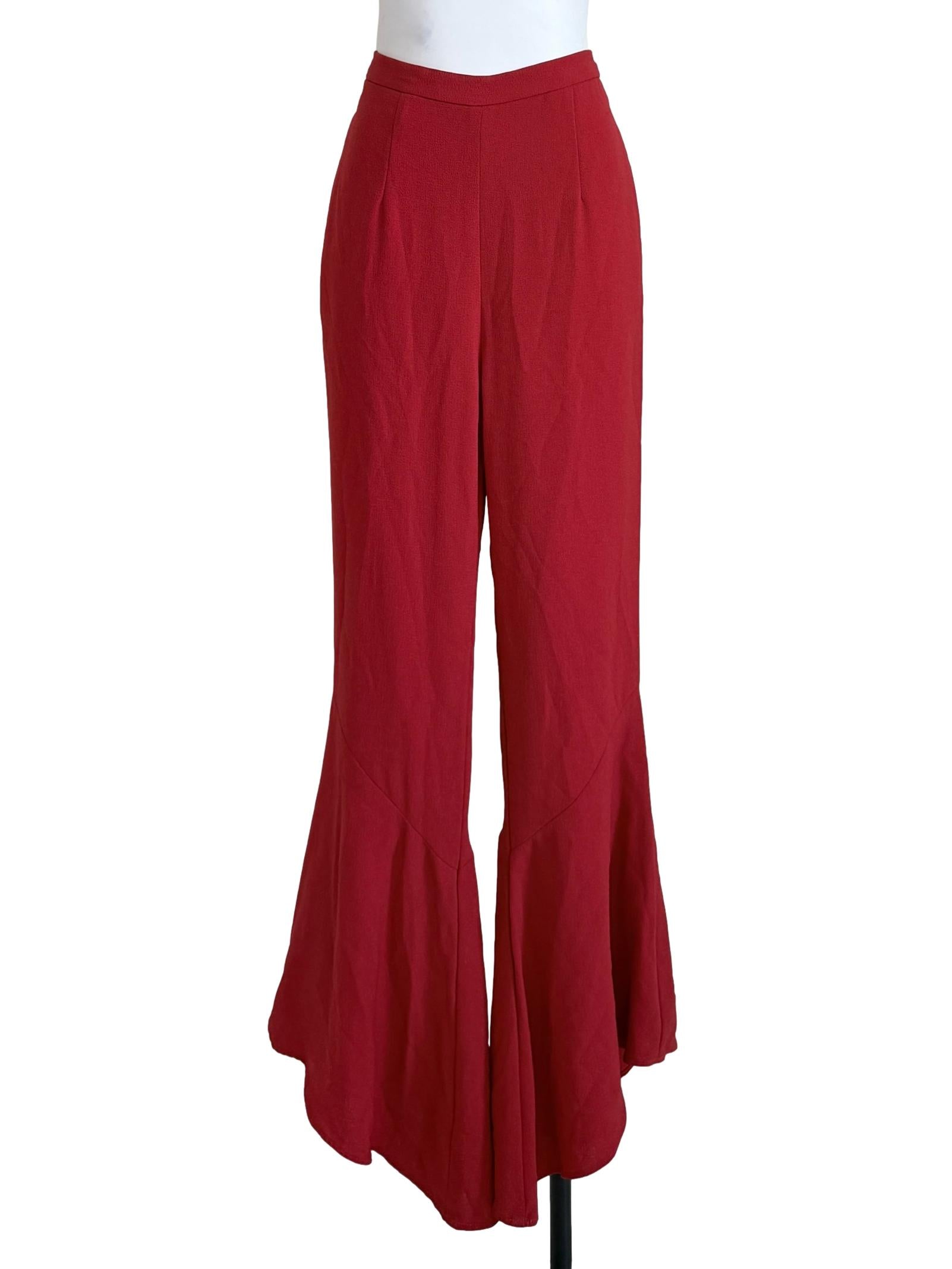 Crimson Red Bootcut Pants