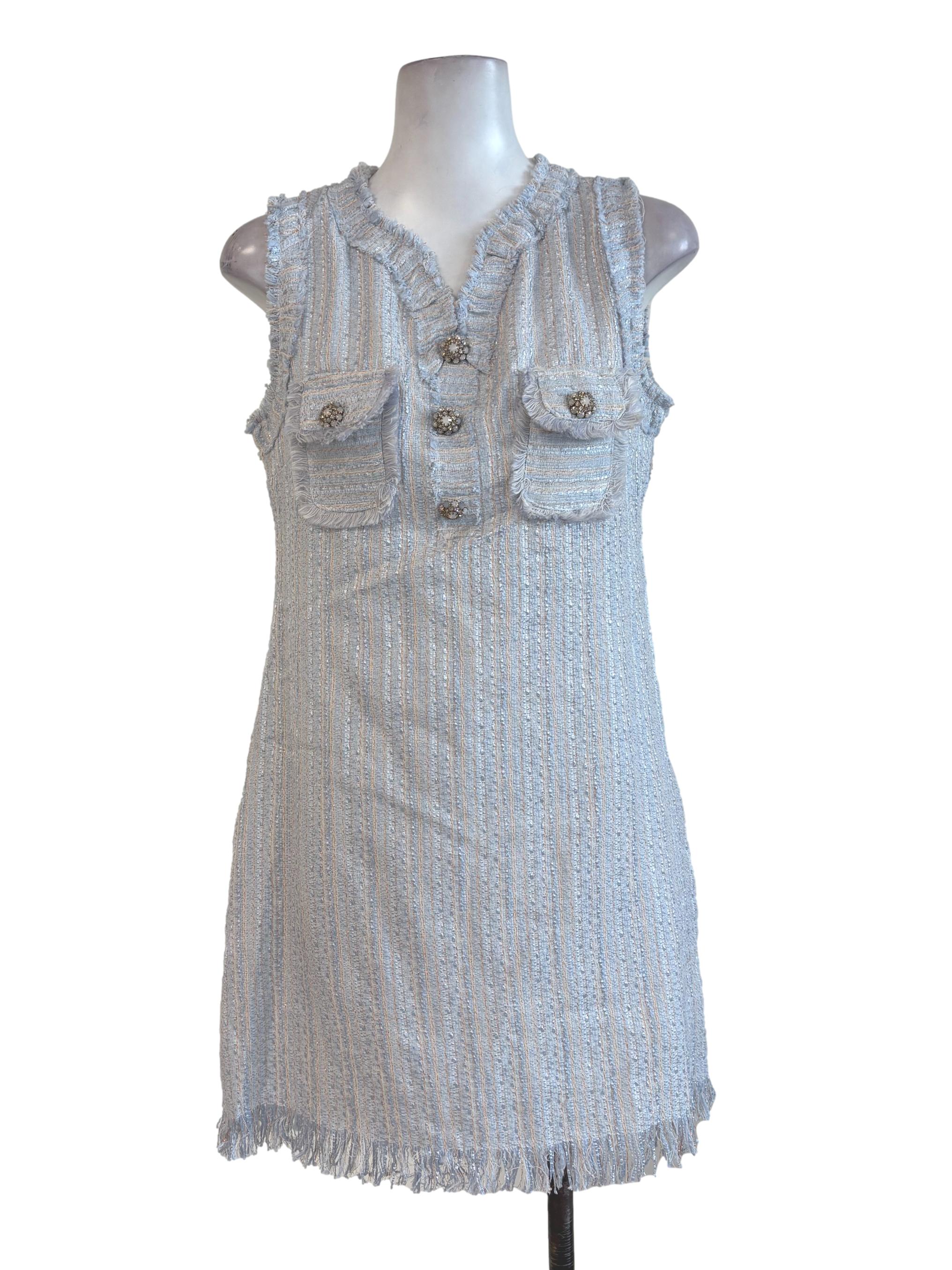 Light Blue Tweed Dress