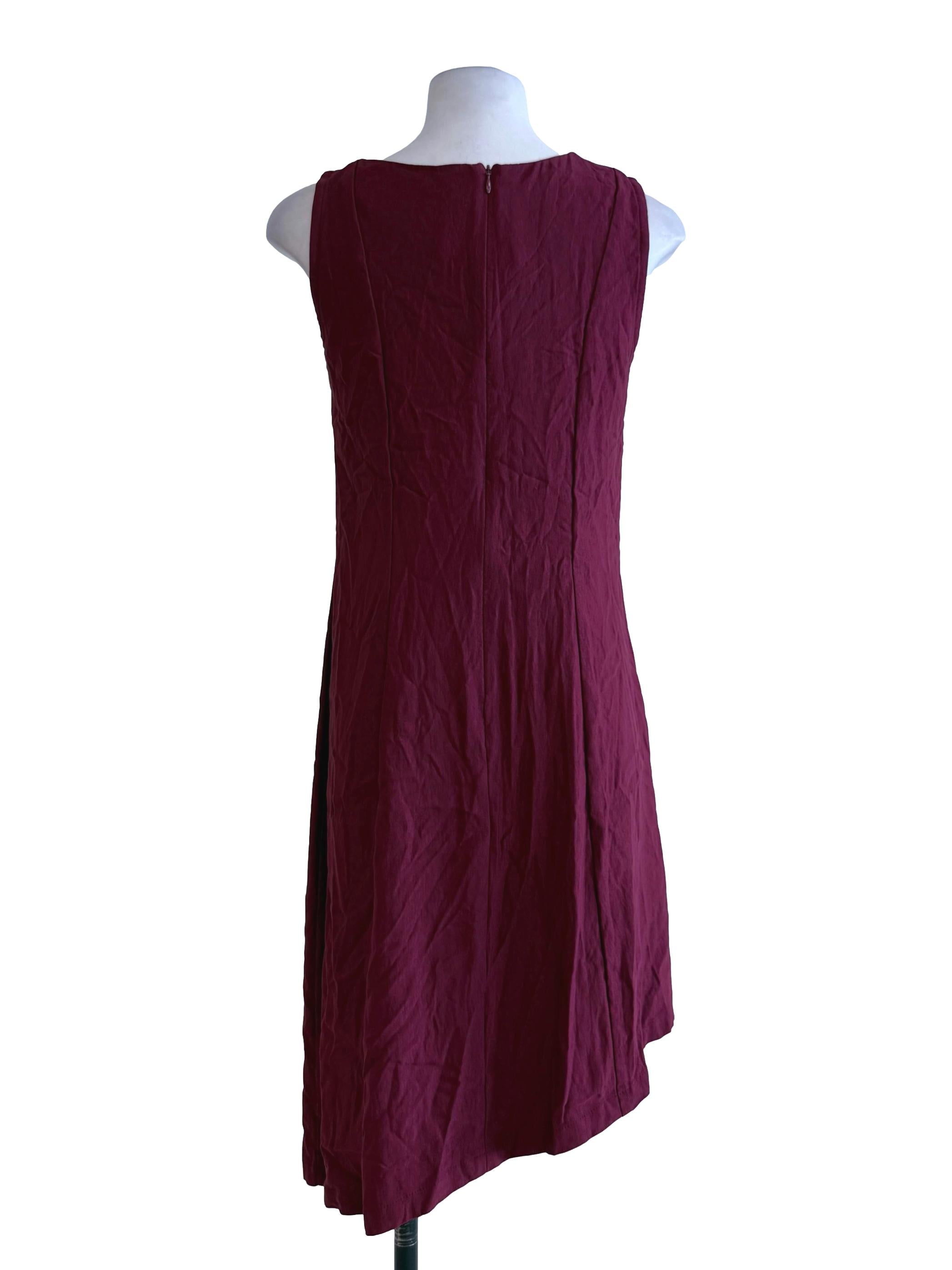 Maroon Fitted A Line Asymmetrical Dress
