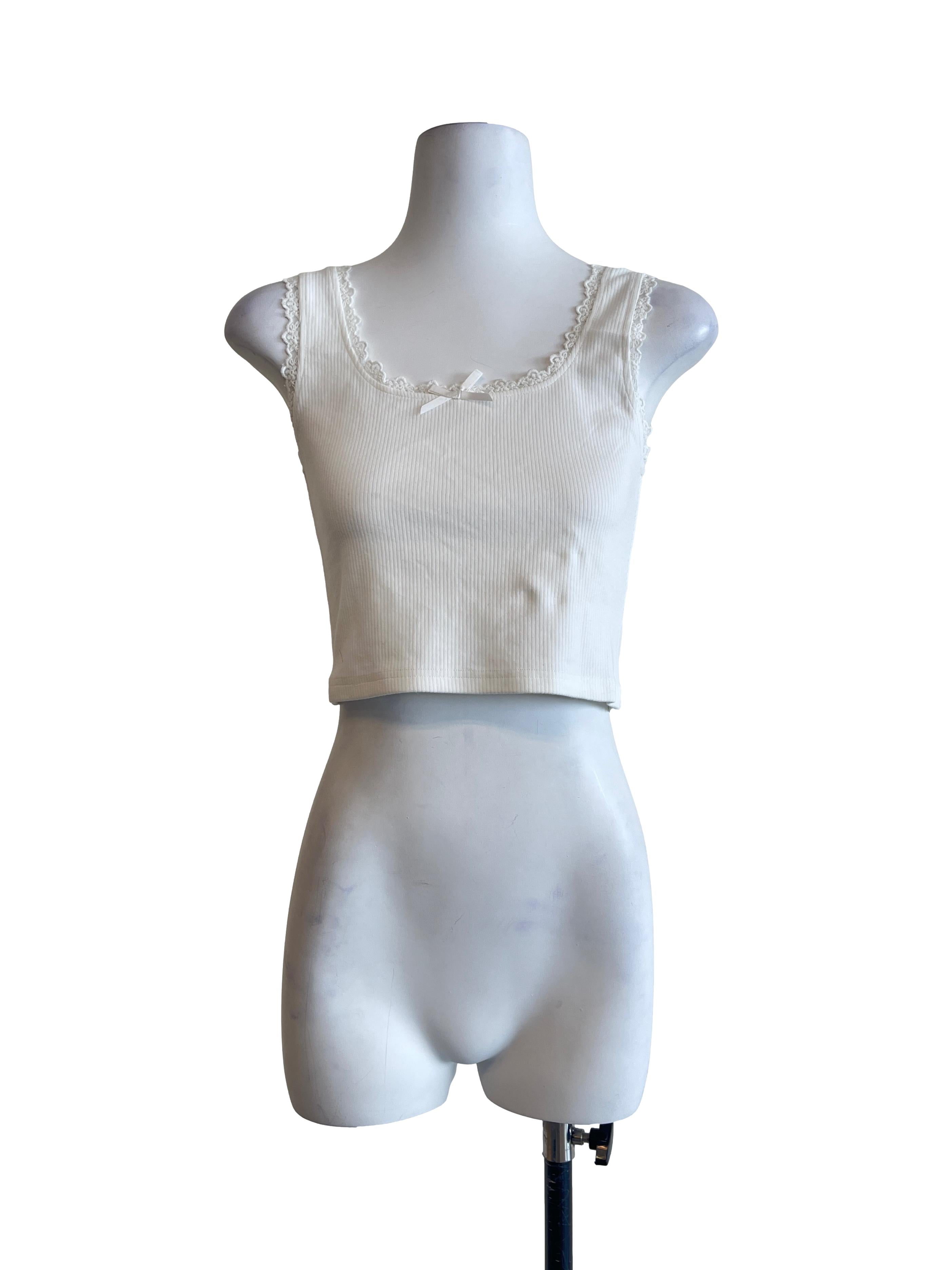 Pearl White Scoop Sleeveless Tank Top