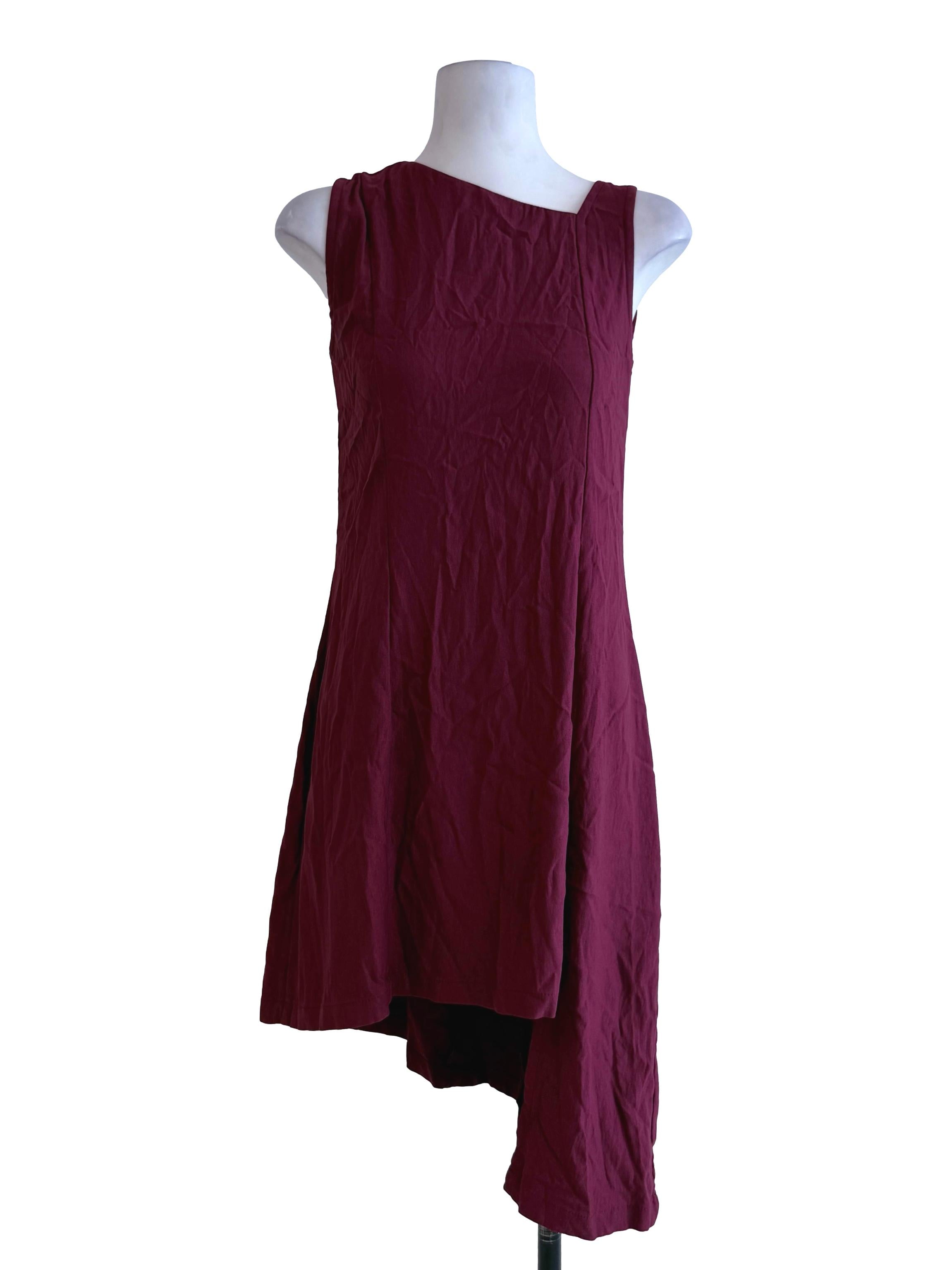 Maroon Fitted A Line Asymmetrical Dress