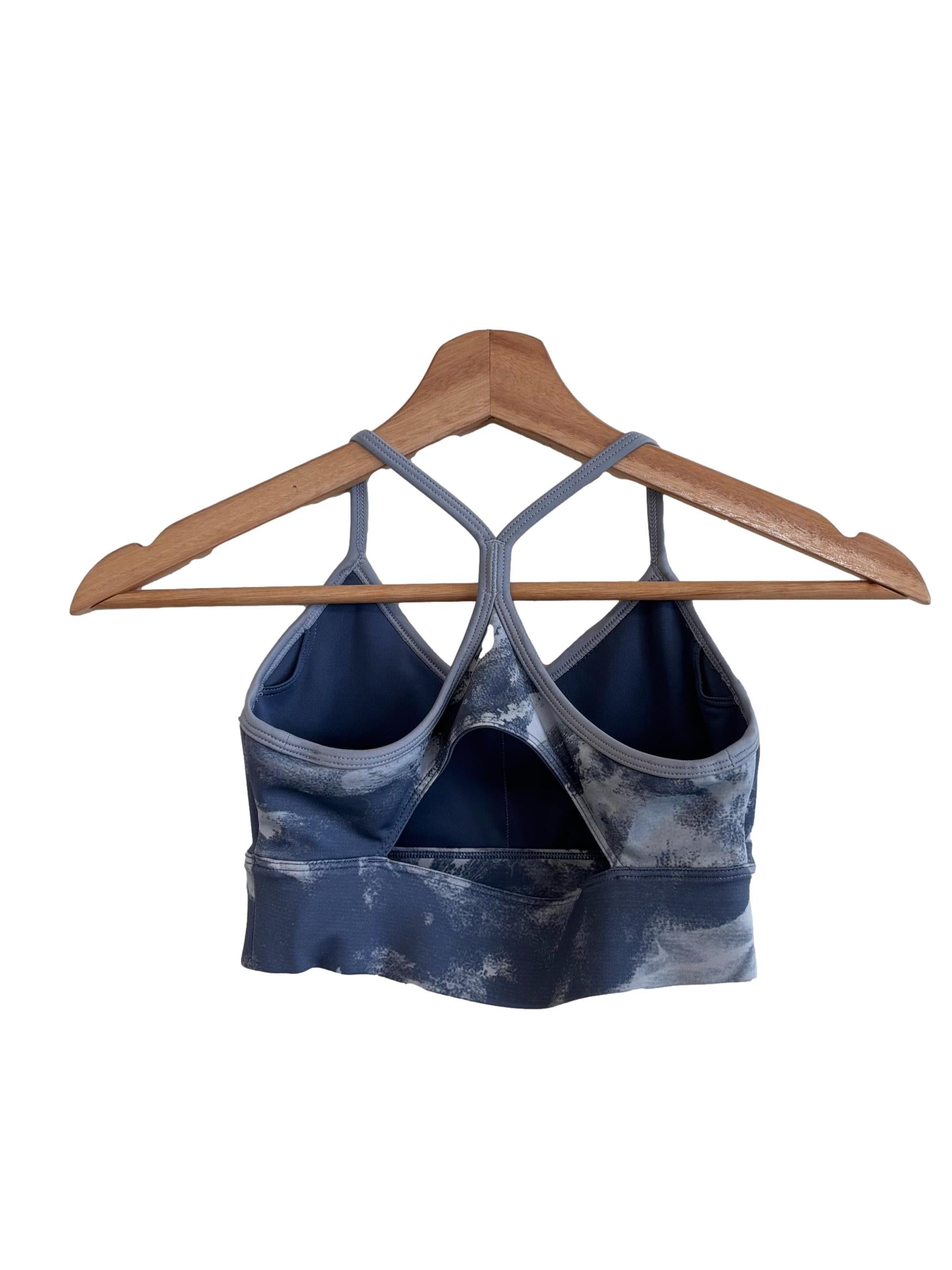 Grey White Tie-Dye Sports Bra