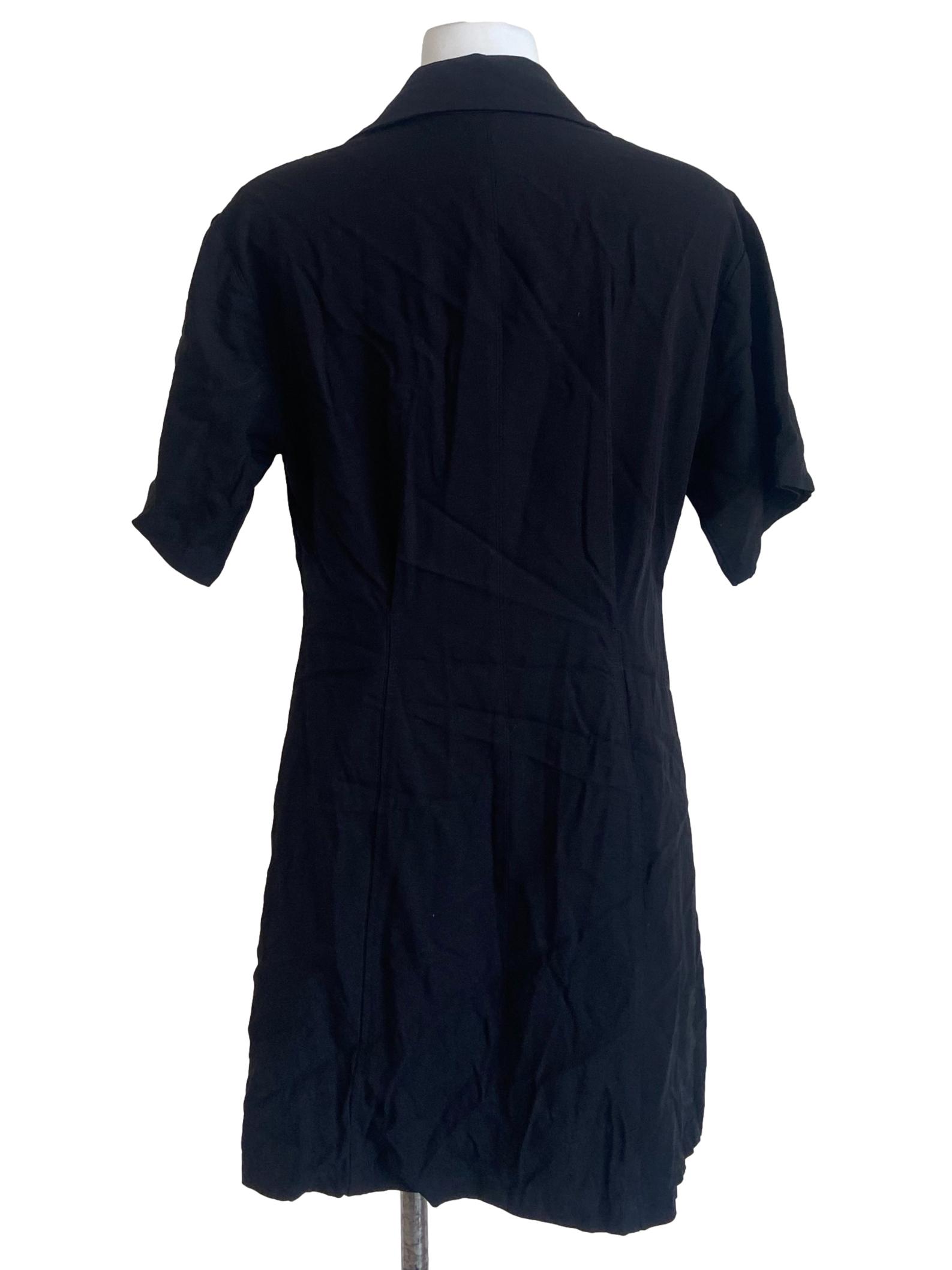 Black Herringbone Knife Pleated Dress