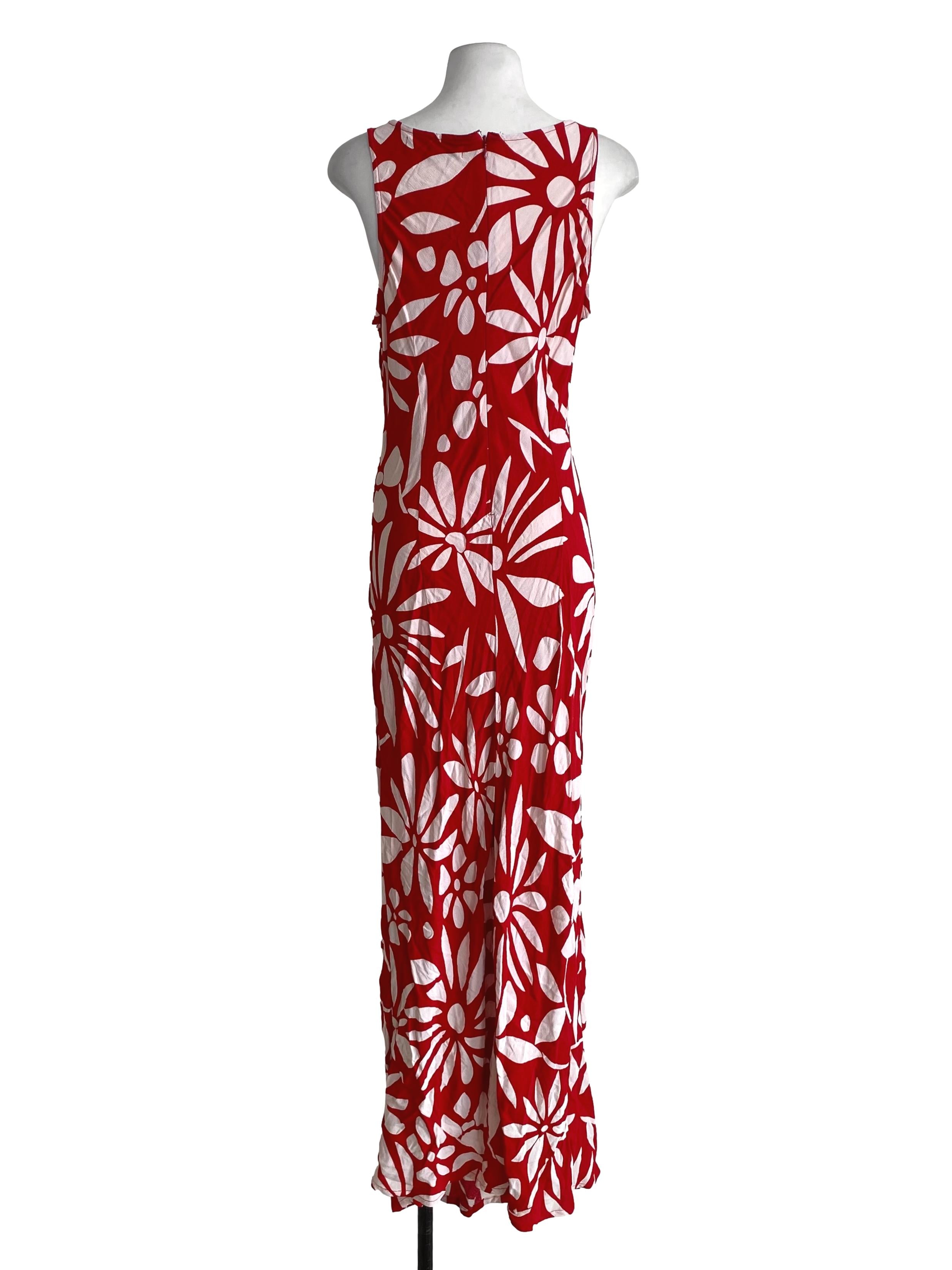 Rose Candy Red And White Floral Pattern Dress