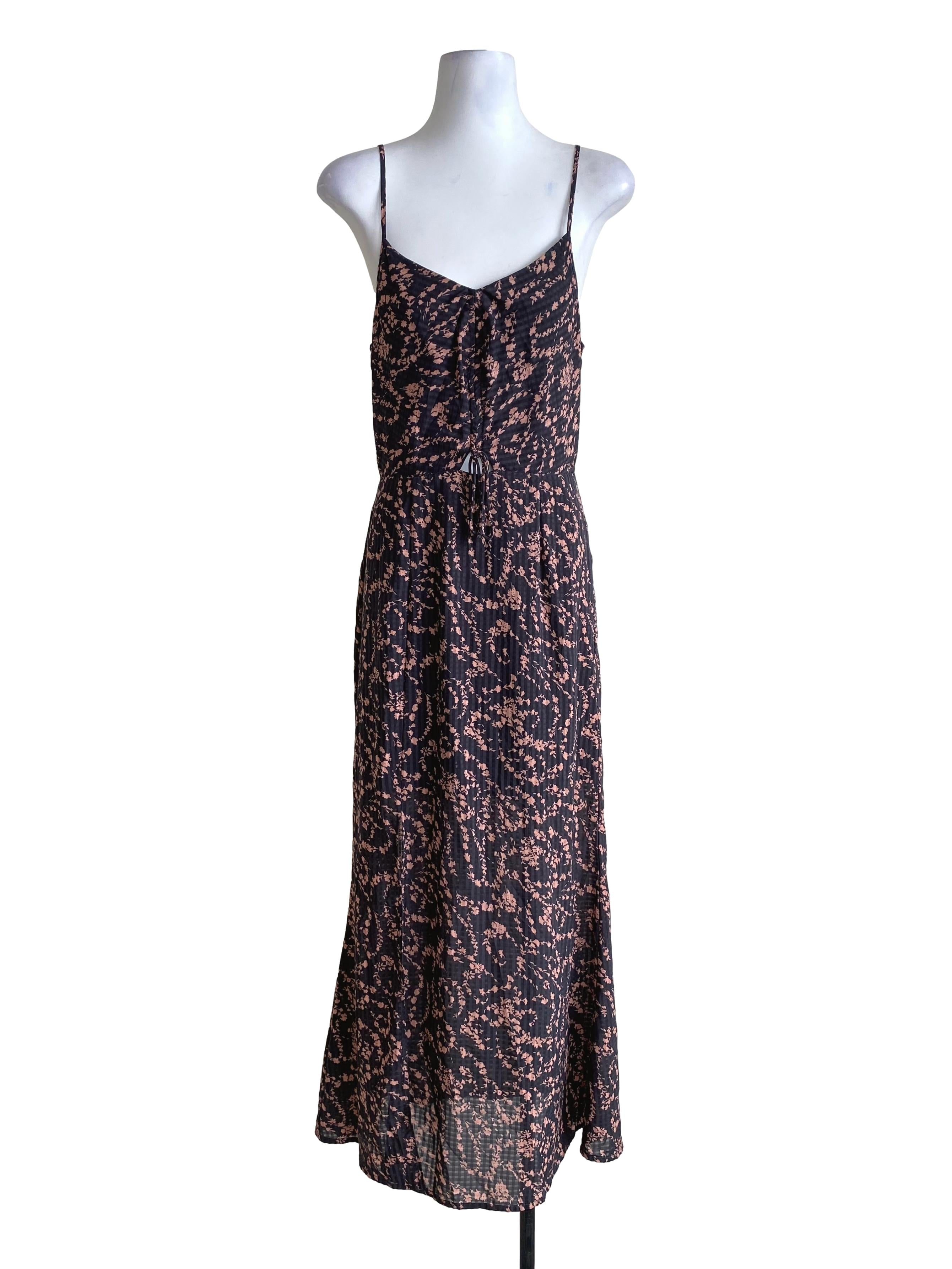 Slate Grey Multicolor Floral Pattern Sleeveless Dress