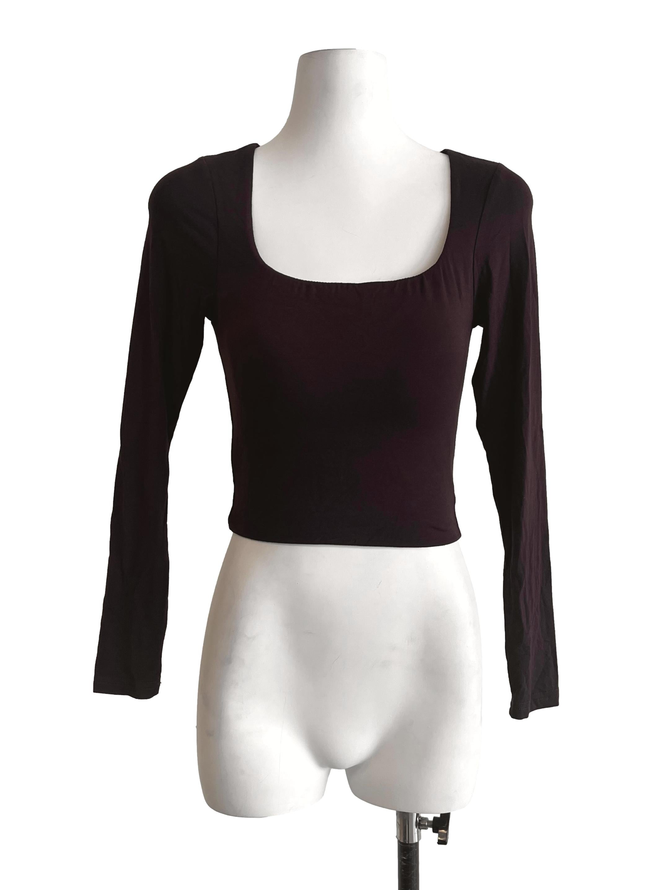 Syrup Brown Scoop Long Sleeve Top