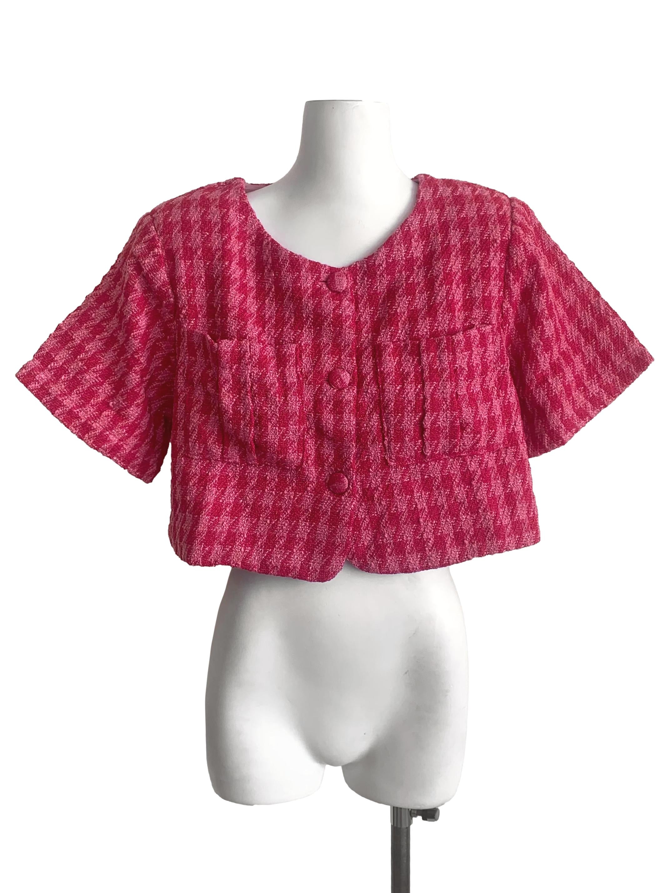 Magenta Pink Tweed Top