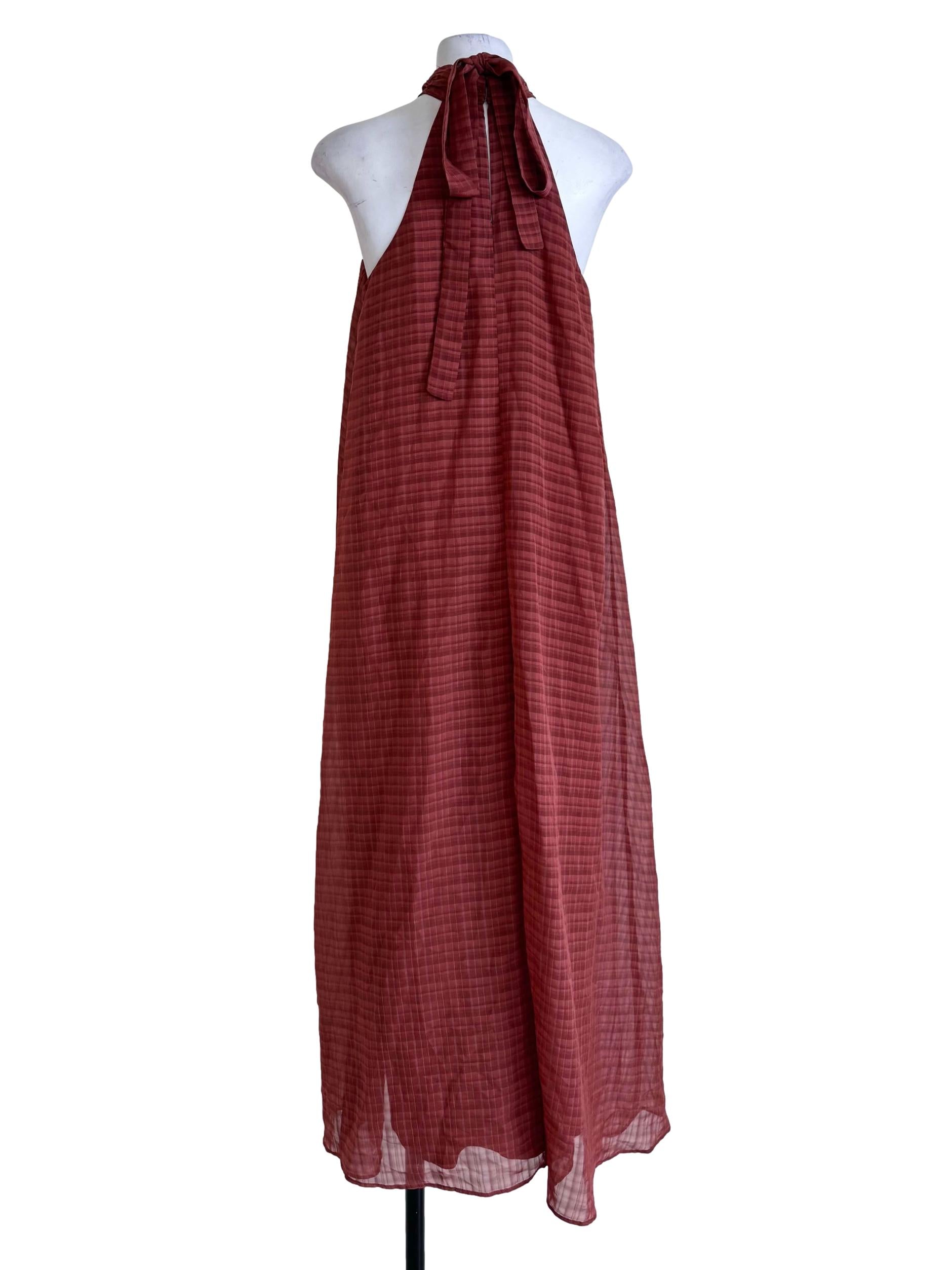 Chestnut Brown Halter Neck Maxi Dress