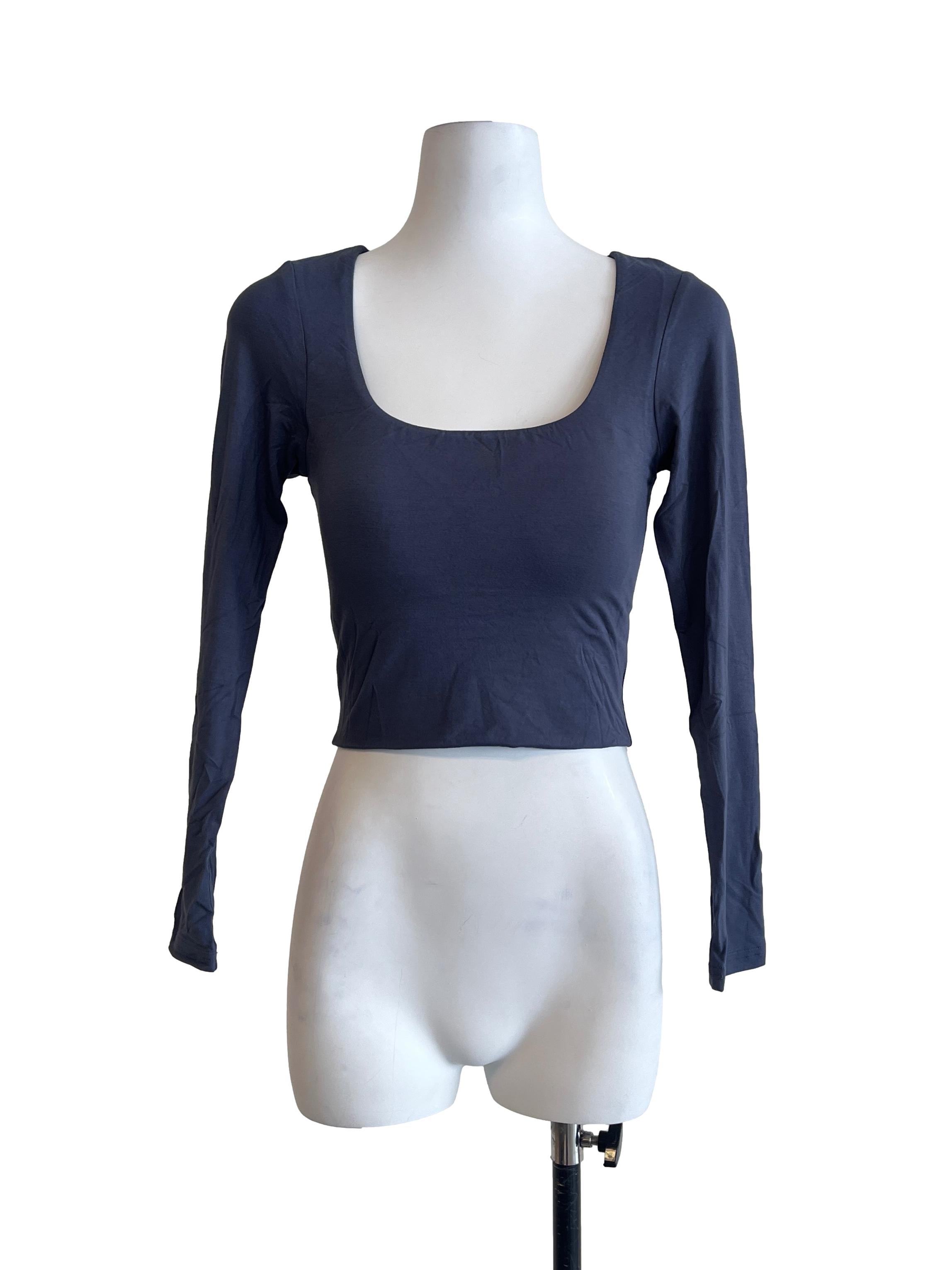 Porpoise Grey Scoop Long Sleeve Top