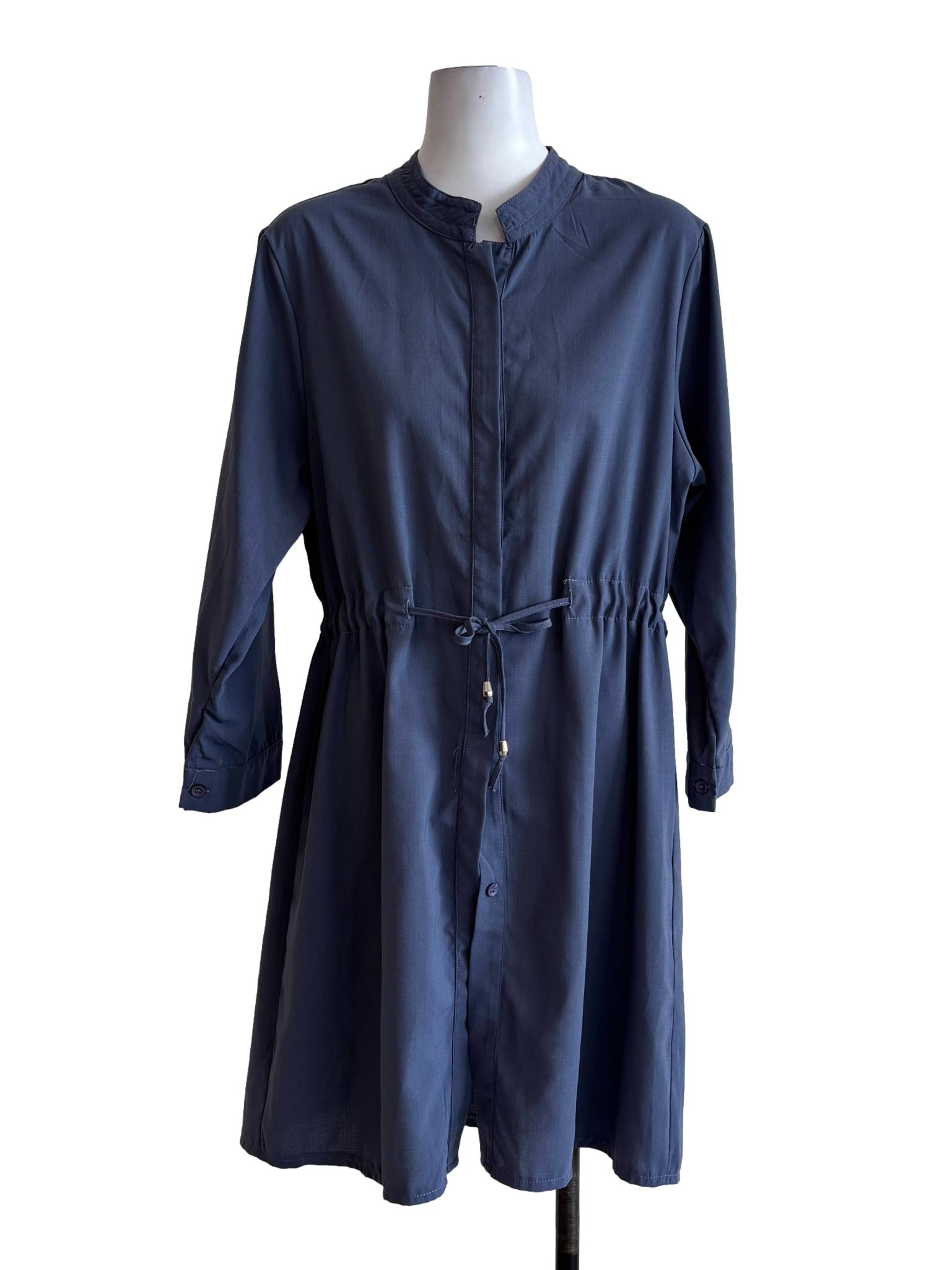 Pigeon Blue Buttoned Dress