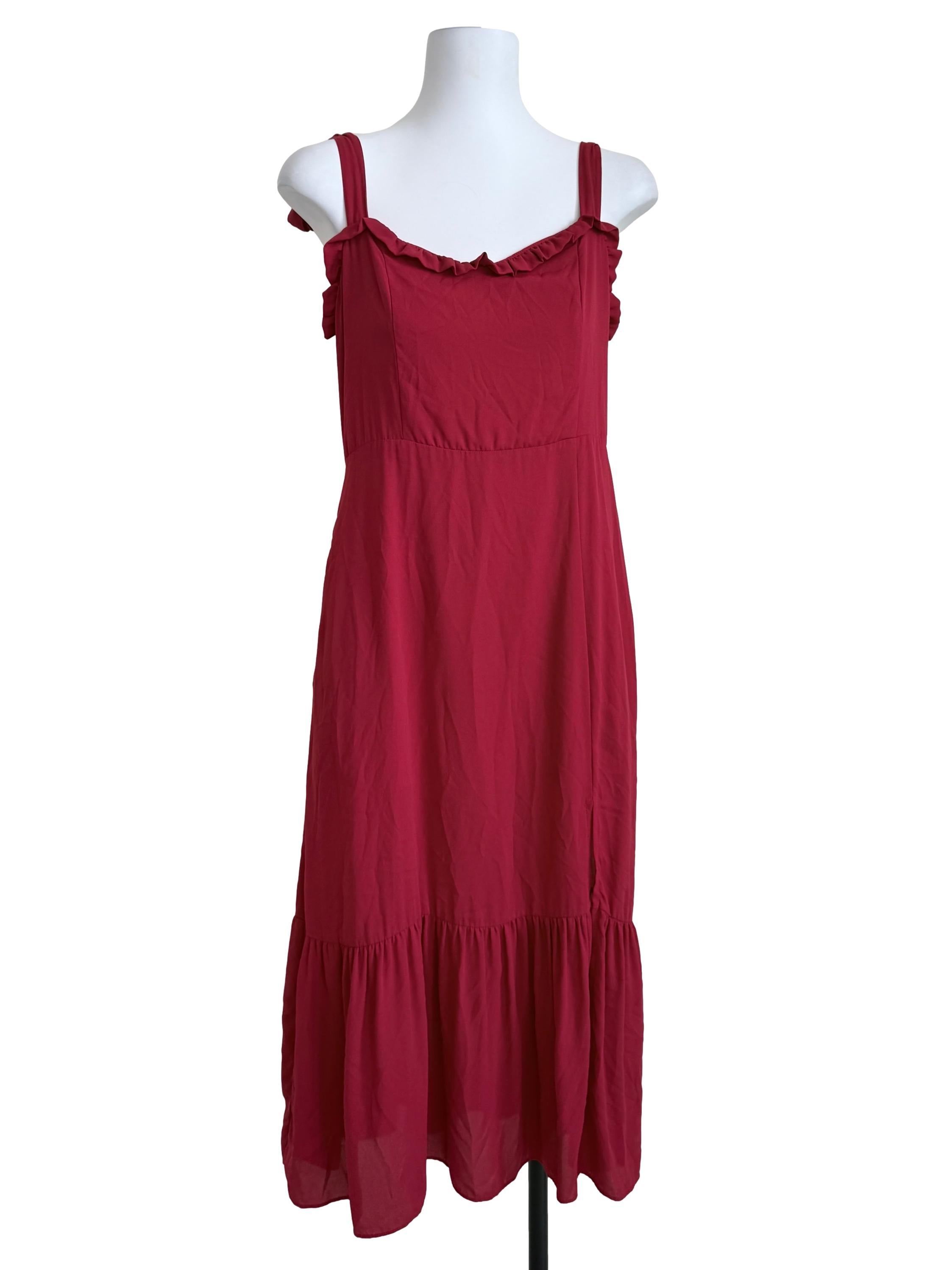 Crimson Red Drop Waist Dress