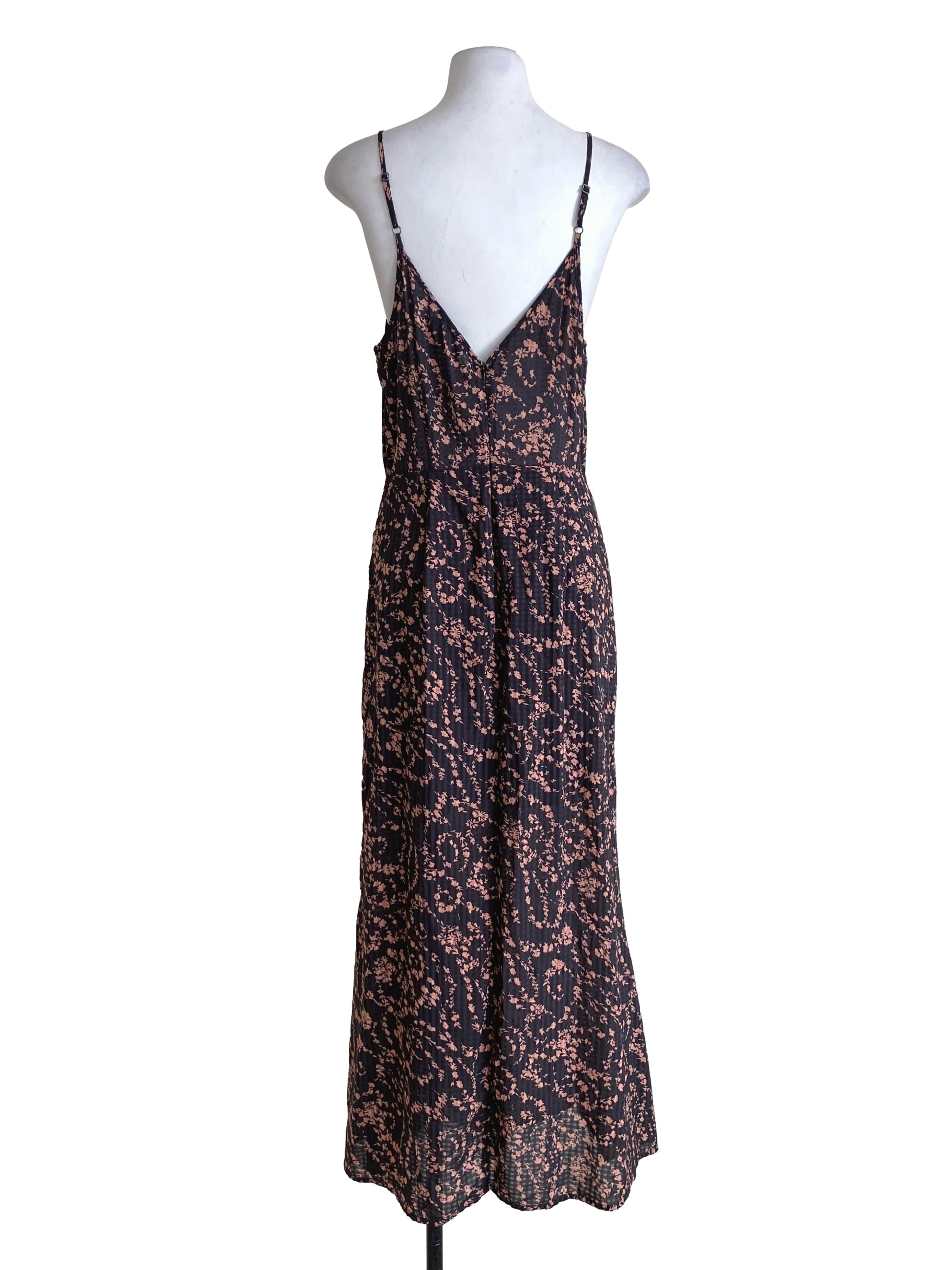 Slate Grey Multicolor Floral Pattern Sleeveless Dress