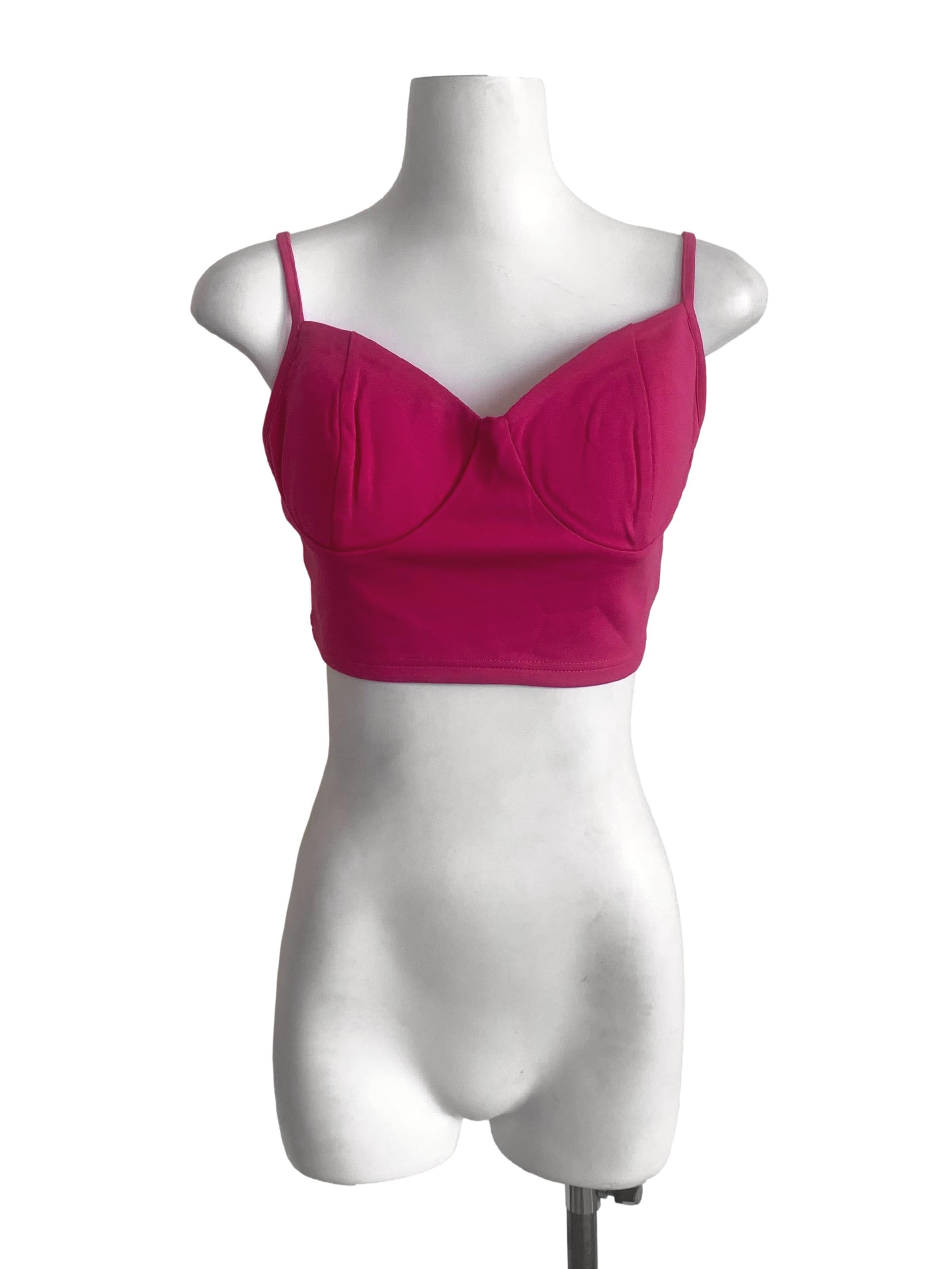 Hot Pink Sweetheart Neck Top